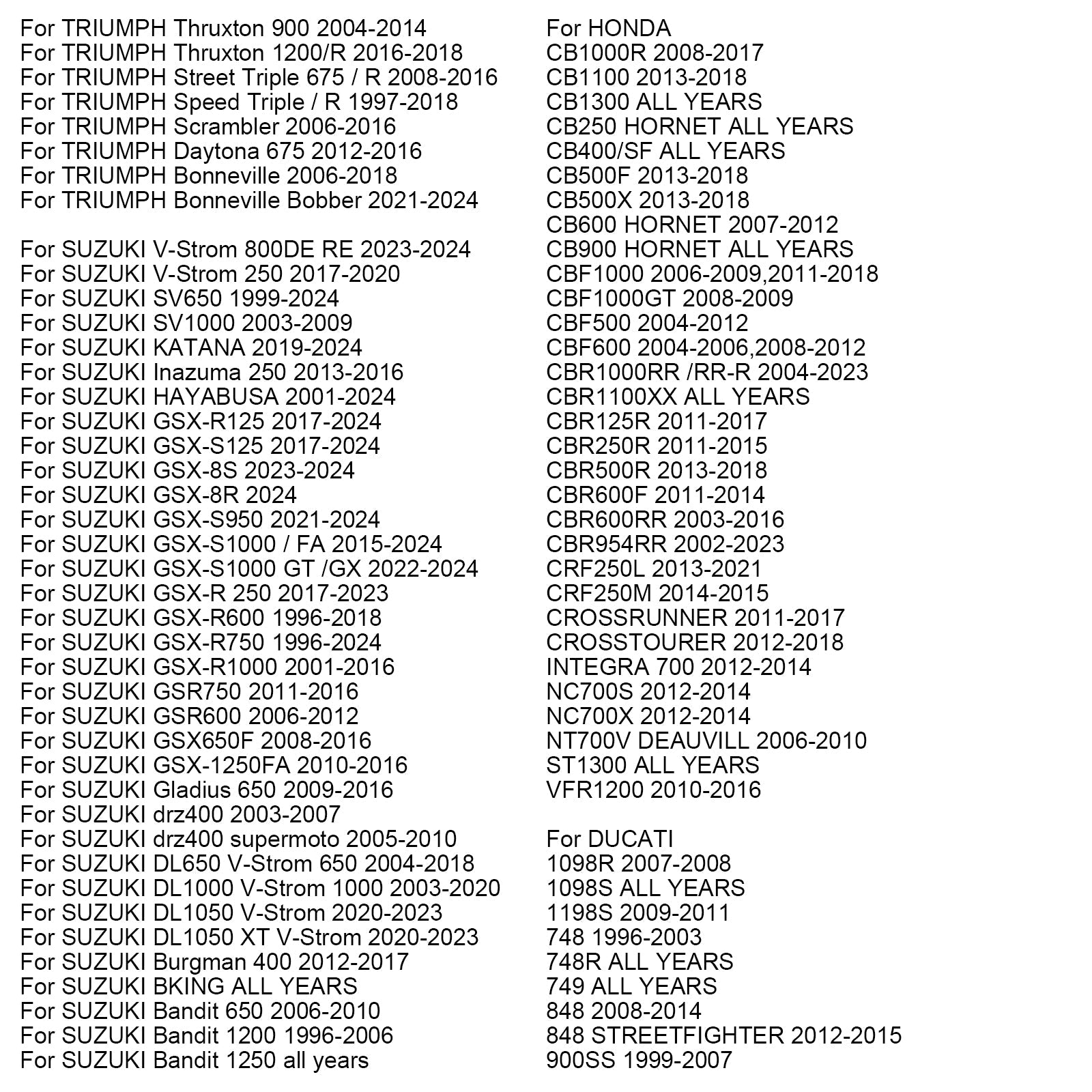 Vijak nihajnih kovancev za roke, prilagojene Kawasaki ninja Suzuki GSX-S CBR Monster