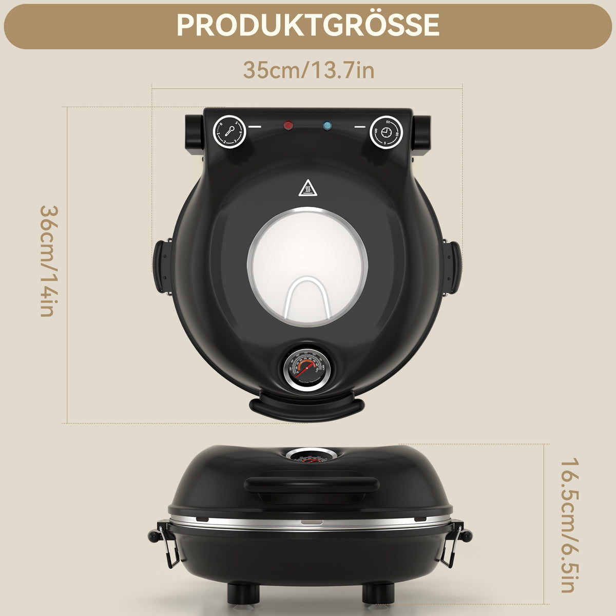Electric Pizza Maker–12 Inch Electric Pizza Oven Indoor Countertop Maker with Ceramic Stone Heats up to 800˚F