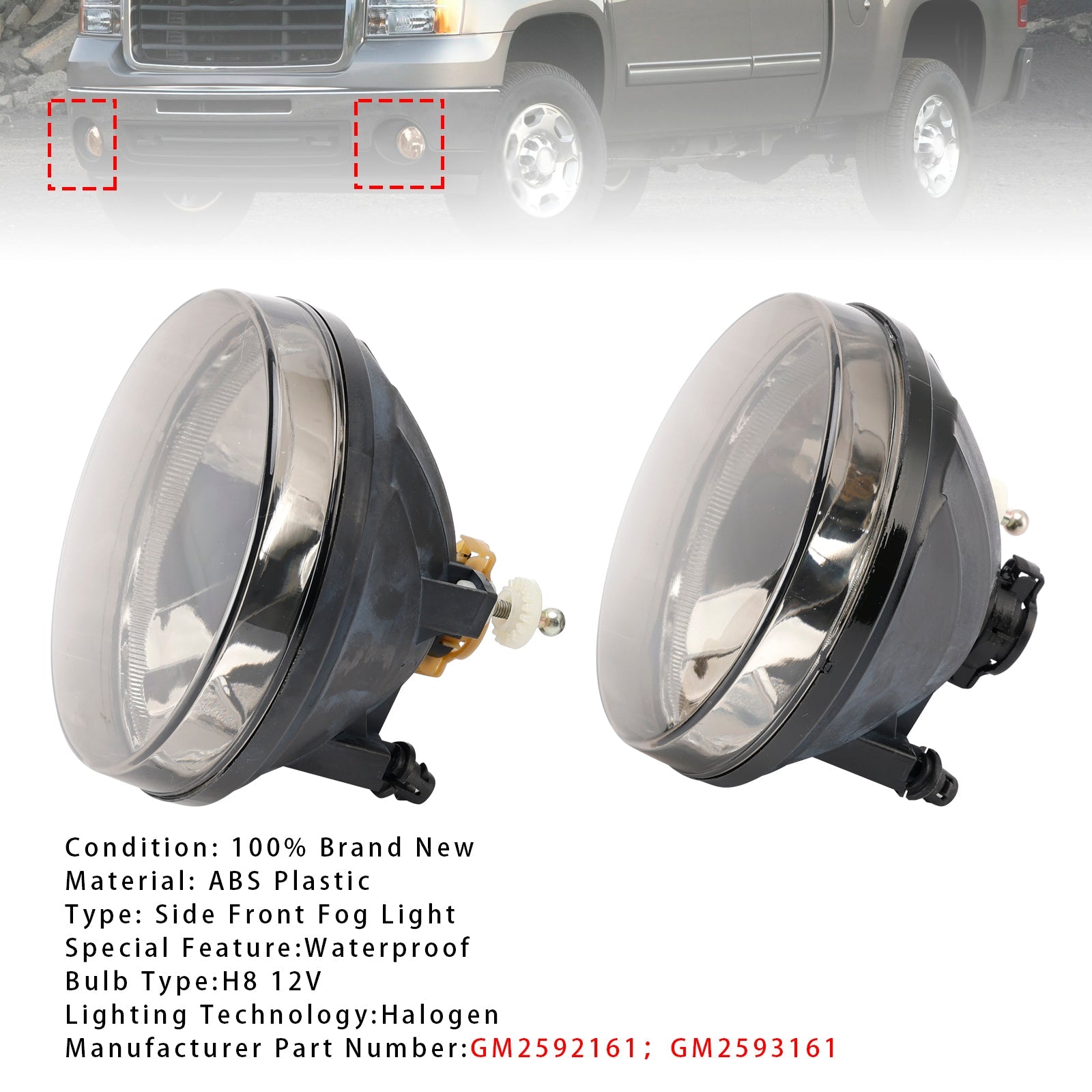 Coppia di fendinebbia anteriori con lampadine per GMC Sierra 1500 2007-2013