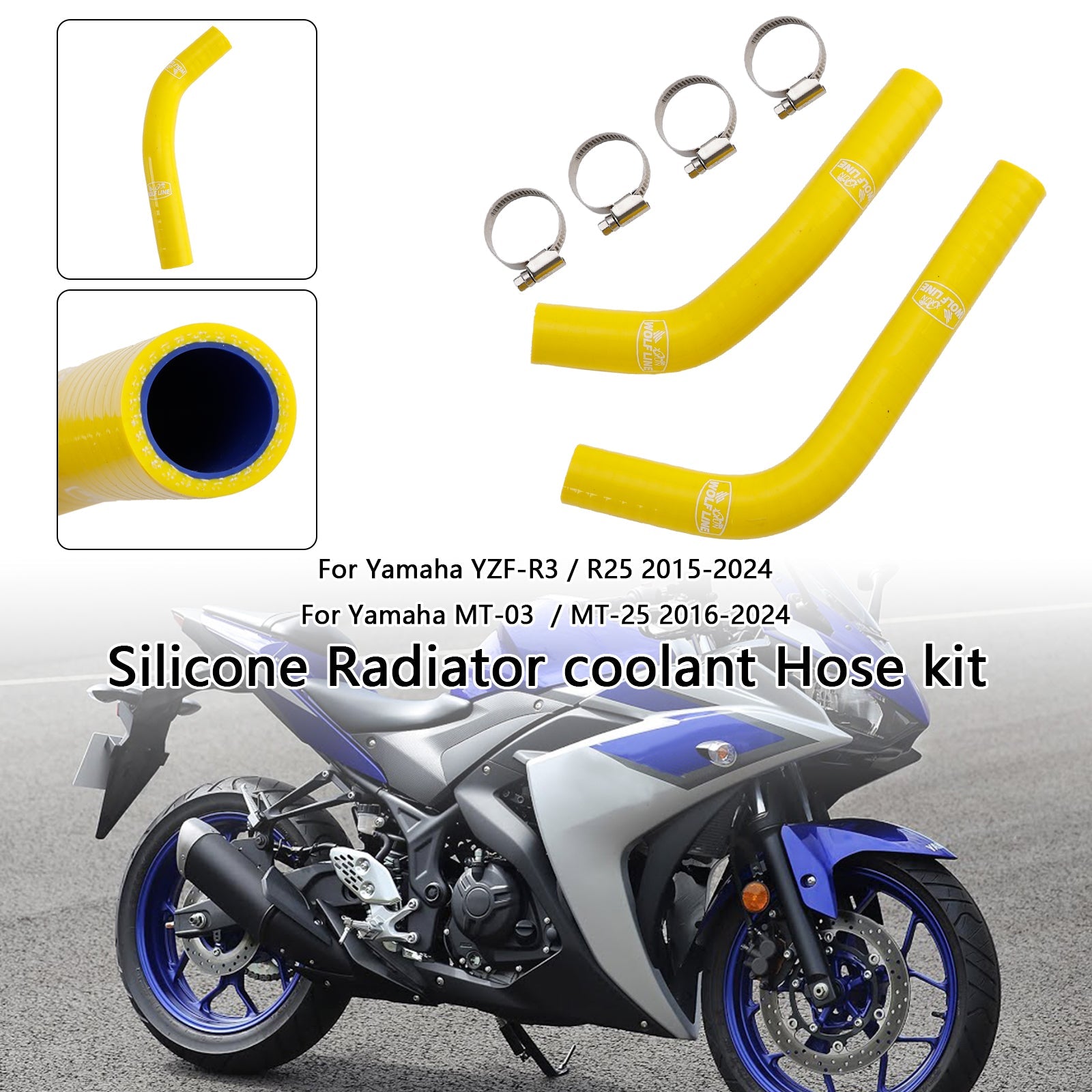 Manguera de enfriamiento de silicona para radiador Yamaha MT-03 MT-25 YZF R3 R25 2015-2024