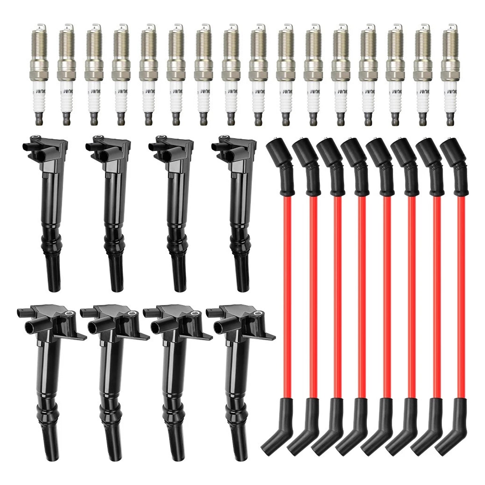 Bobine di accensione + 16 candele + 8 cavi candele per Ford F-250 Super Duty 6.2L V8 (2018-2022) - Numeri di parte: UF834, UF865, HL3Z-12029-C