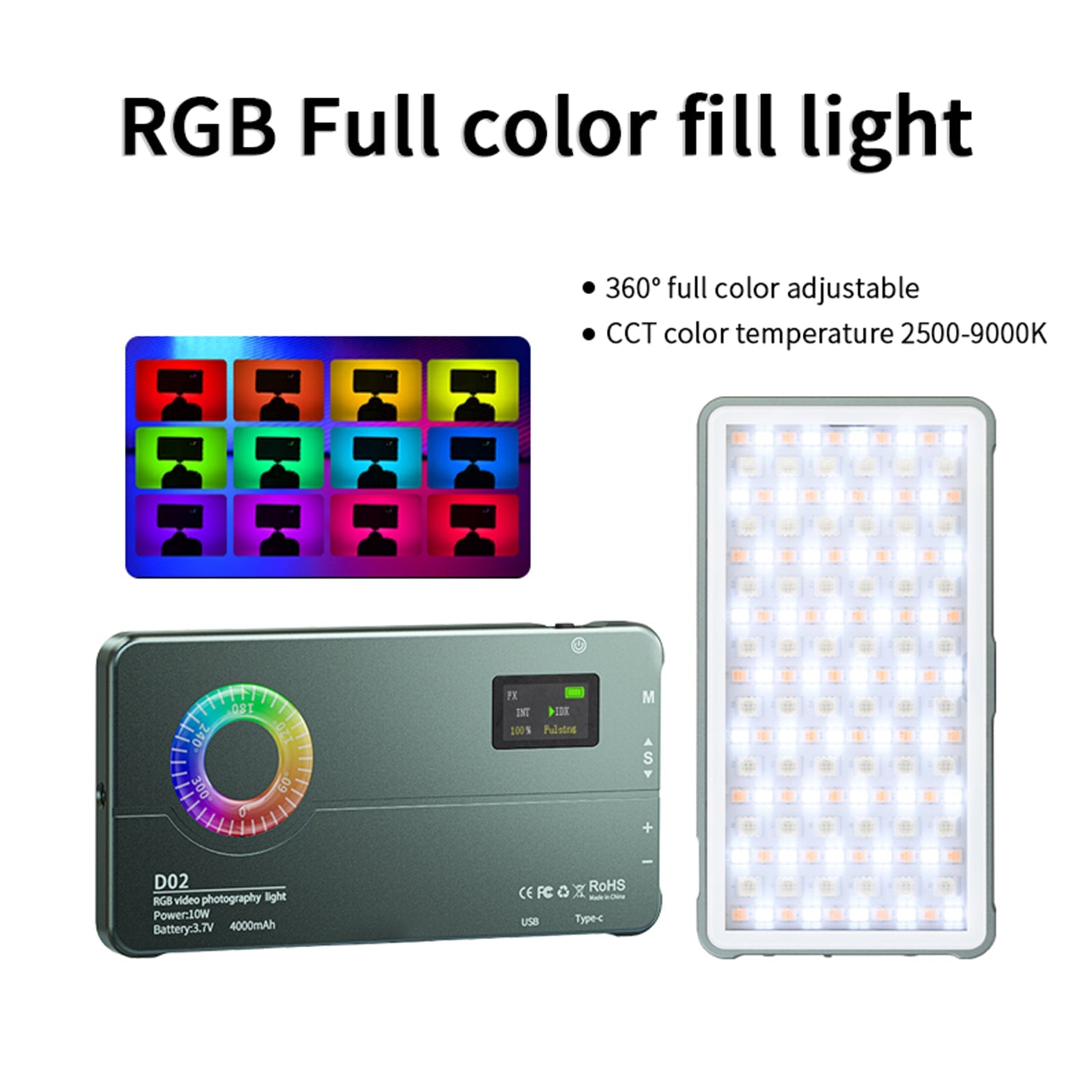 Kamera wideo D02 RGB Fill Light Telefon komórkowy Kolorowe światło wypełniające LED na żywo