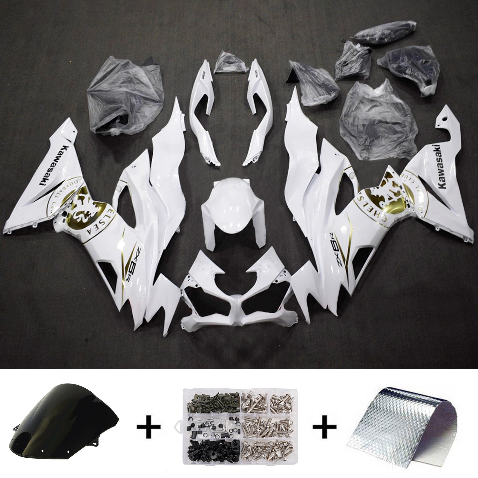 Kit de carénage injecté en plastique ABS compatible avec Kawasaki ZX6R 2019-2023