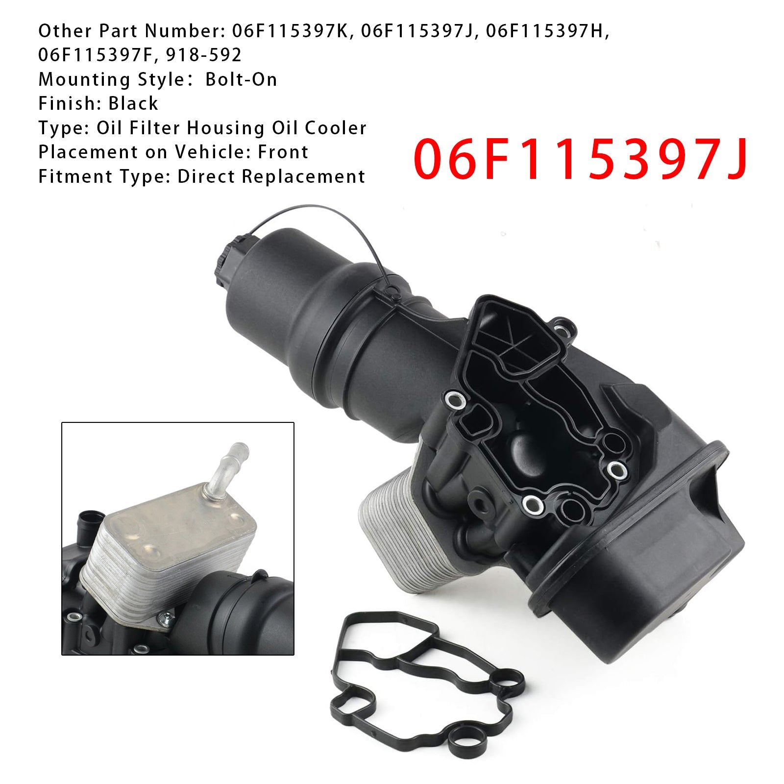 Gruppo filtro olio per radiatore'olio motore Audi TT Mk2 2008-2009 06F115397J 06F115397H