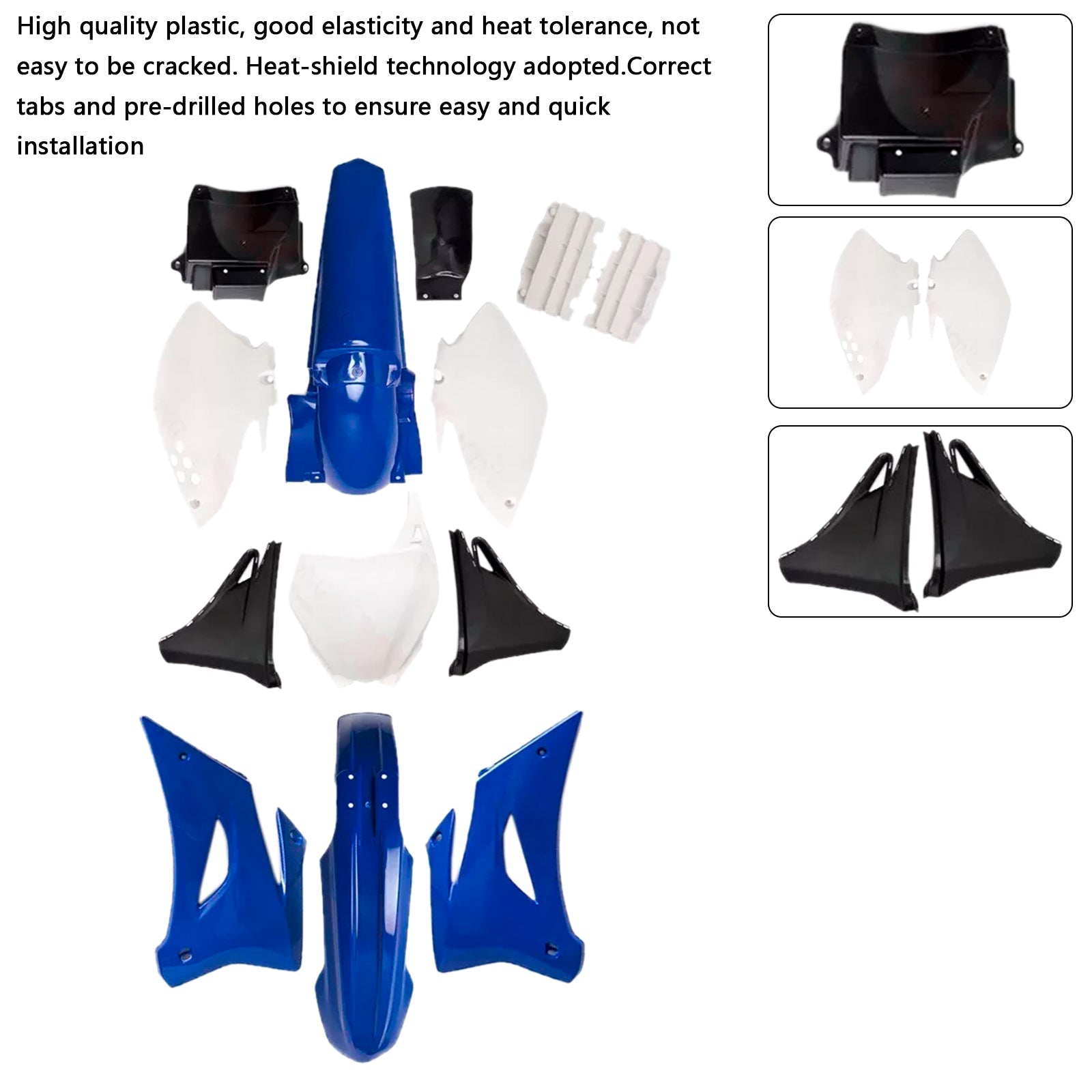 Kit carrosserie plastique pour carénage de garde-boue avant et arrière pour Yamaha YZF250 TTR250 YZ250