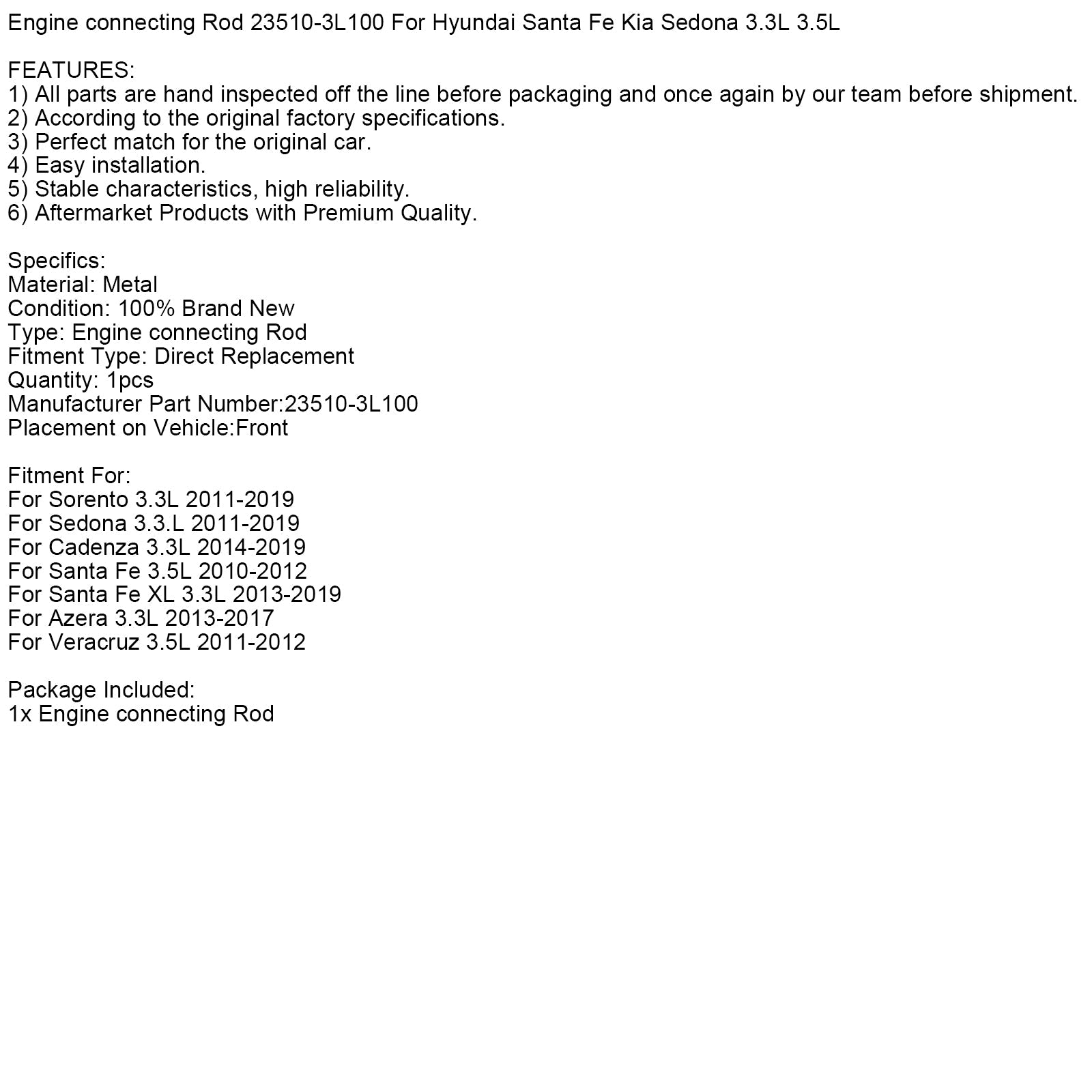 Moottoritanko 23510-3L100 Hyundai Santa Fe Kia Sedonalle 3,3 L 3,5 L