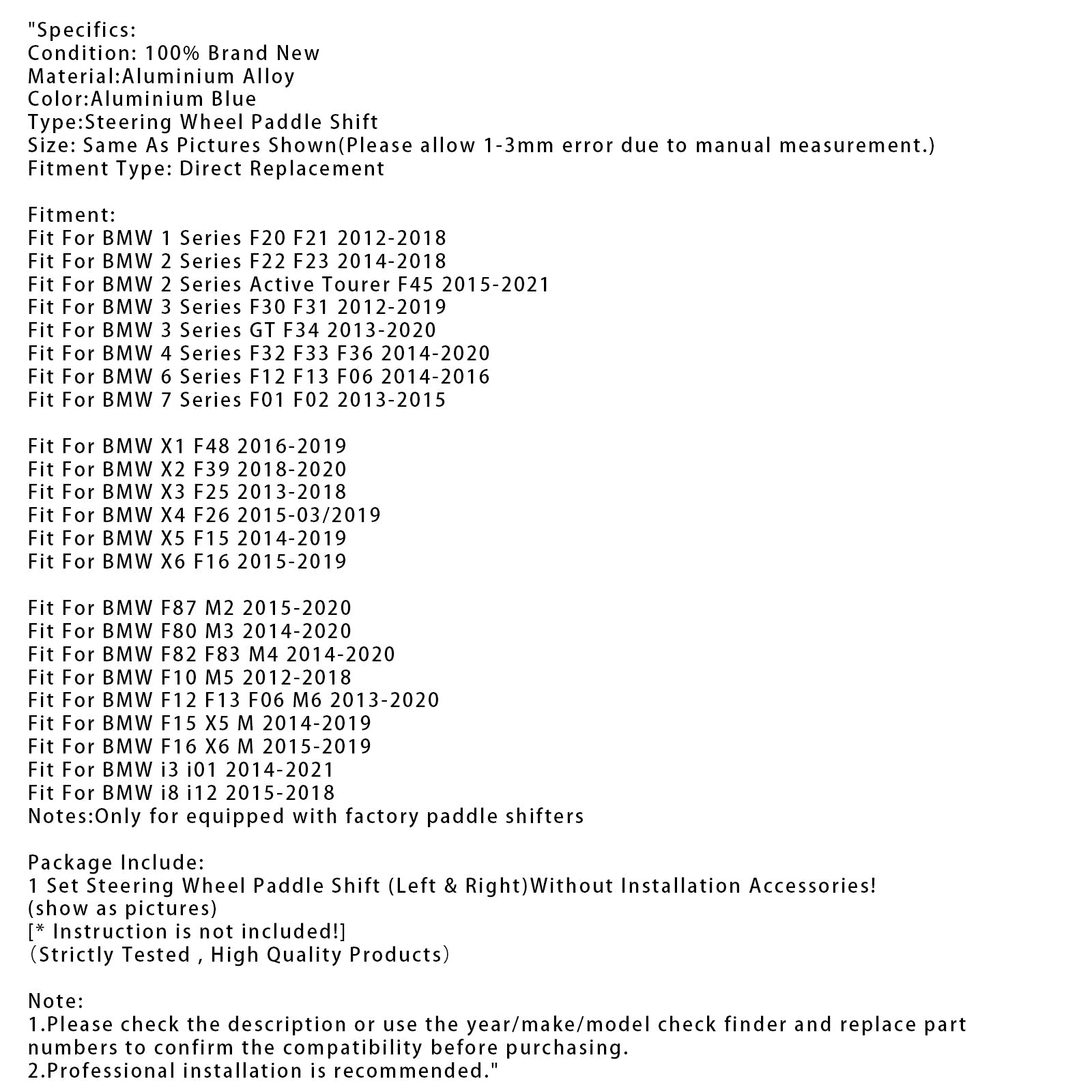 Podaljšek palete za spreminjanje hitrosti za BMW serije F30 F31 F32 F10 x3 x5 x5 aluminijasta modra