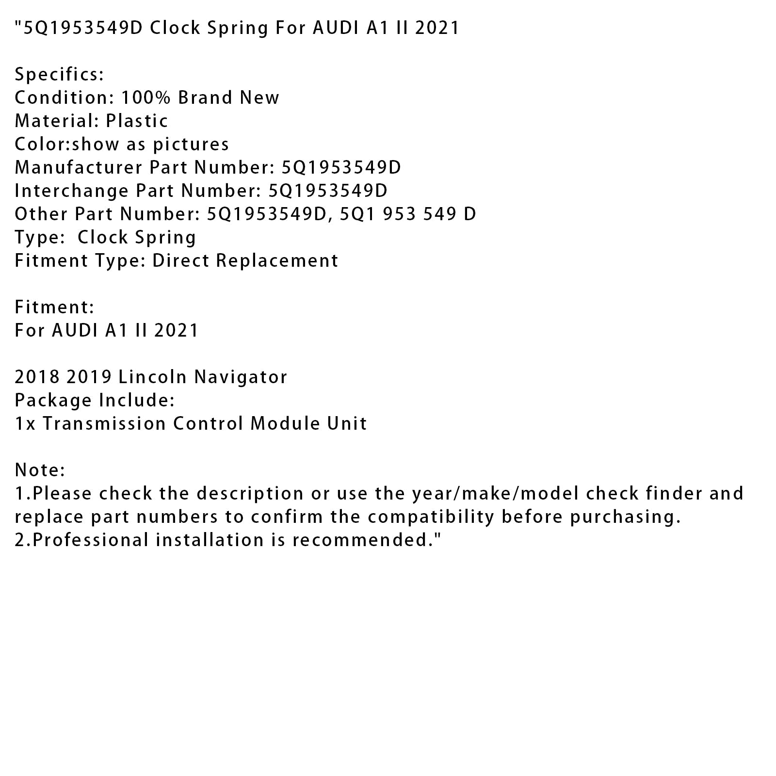 Clock Spring 5Q1953549D per Audi A1 II 2021