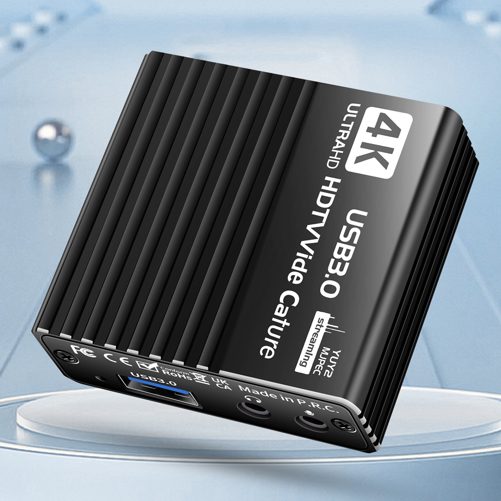 Carte de capture vidéo USB 3.0 Boîtier d'enregistrement HDMI 4K Microphone de diffusion en direct de jeu