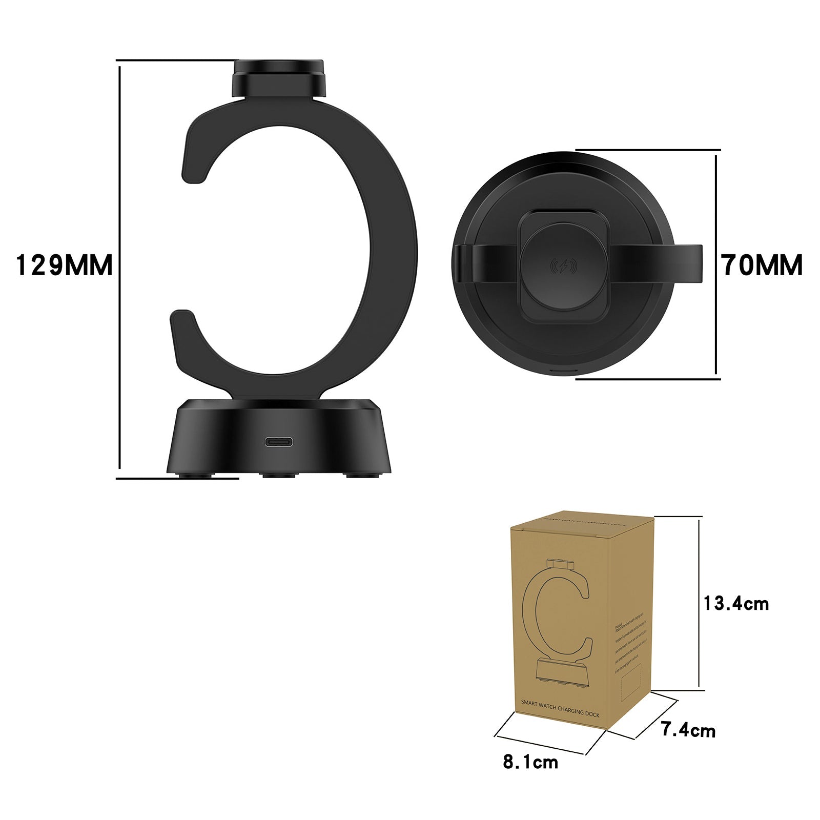 Cargador vertical en forma de C para Apple Watch y adaptador de estación de carga iWatch