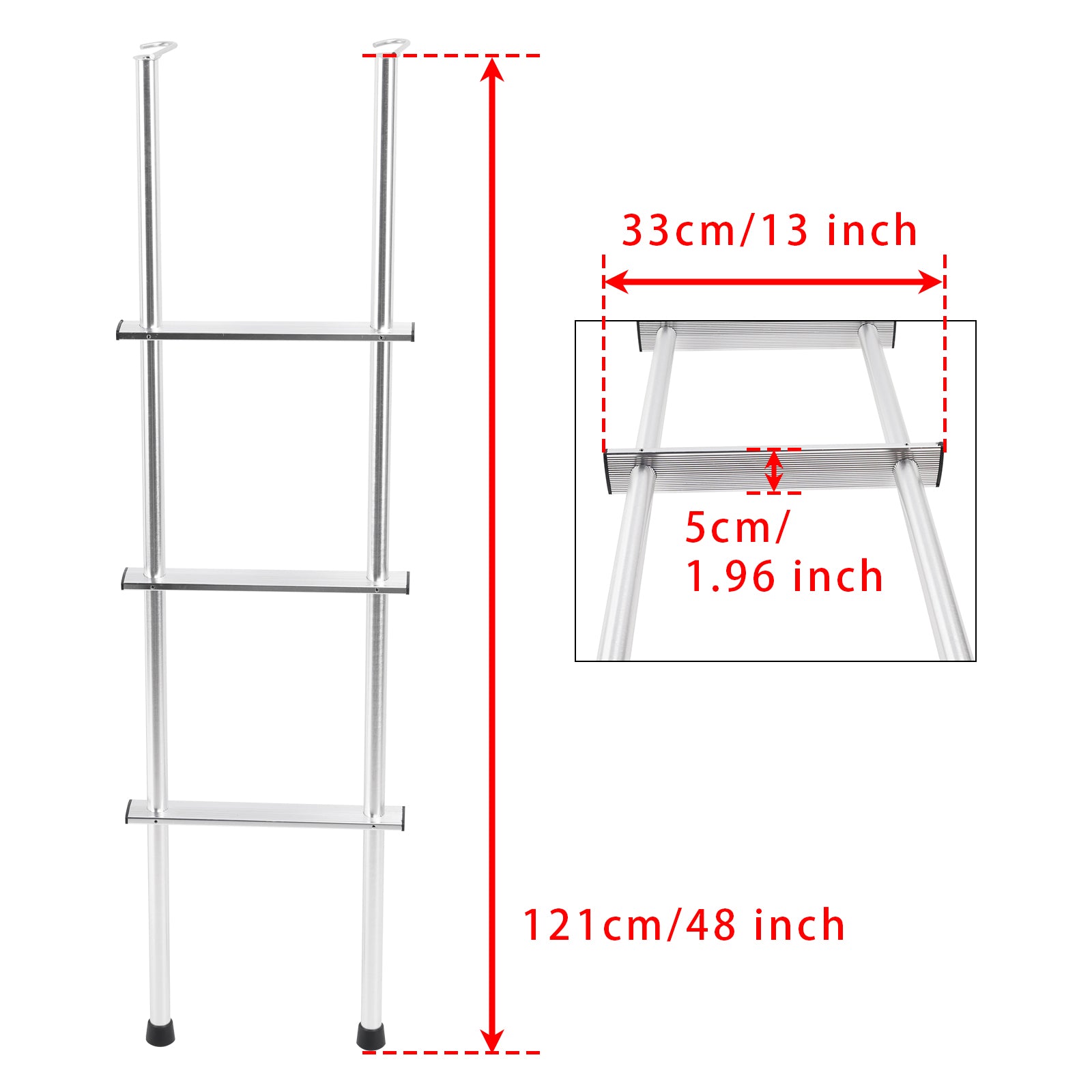 Universele 48-inch 503L aluminium verlengpaal voor camperladders met een buis van 1 inch