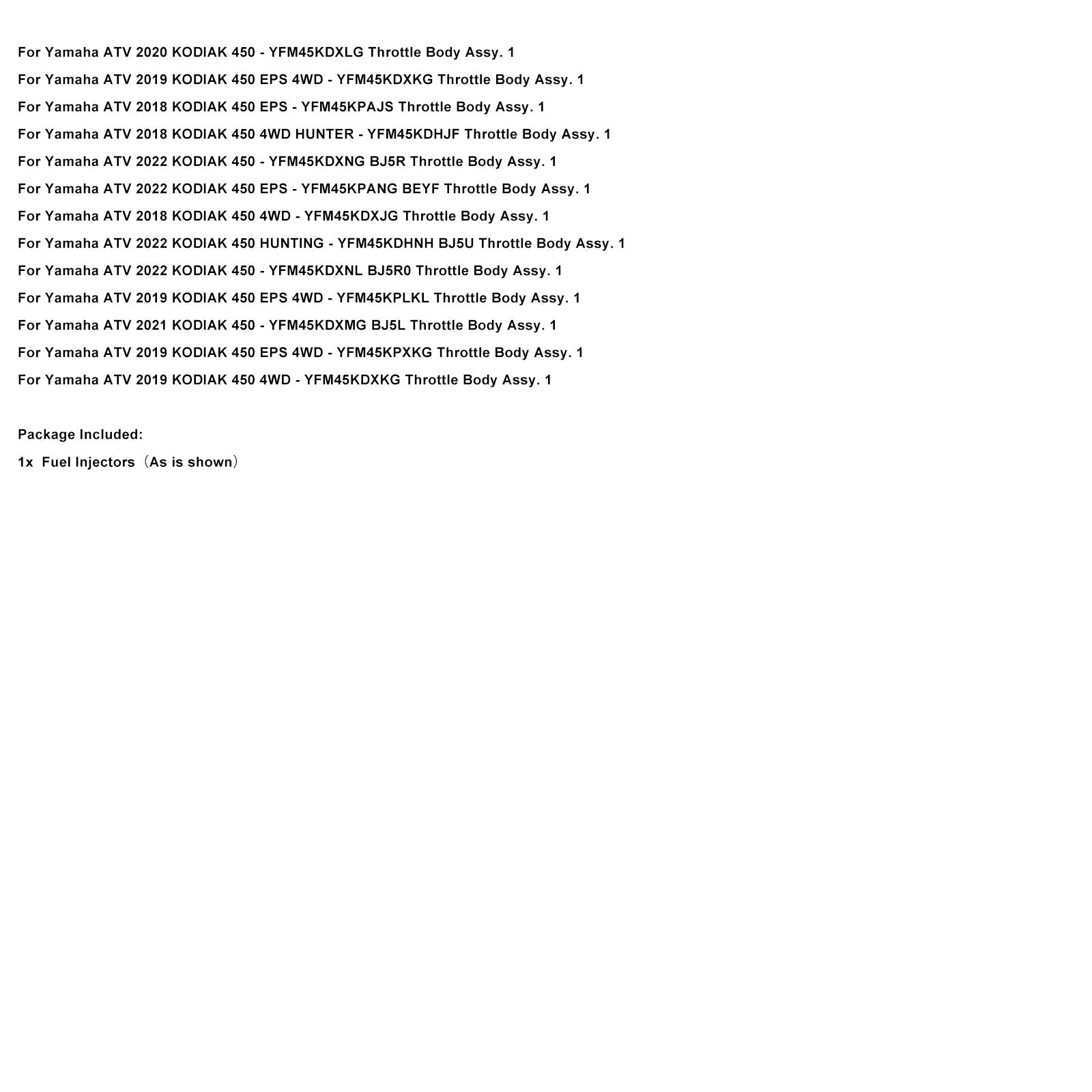 Iniettori di carburante compatibili con Yamaha KODIAK 450 2018-2022 BB5-13761-00