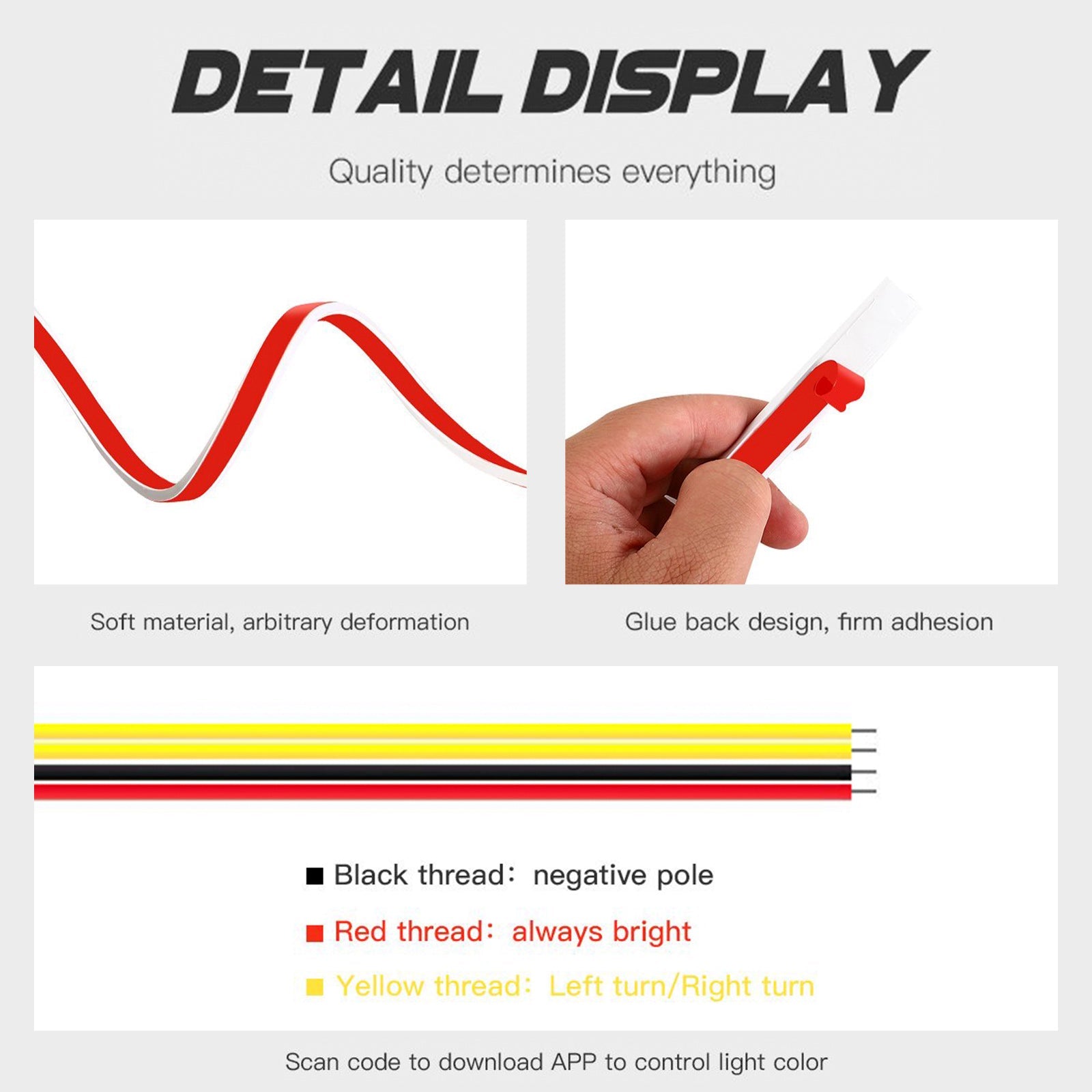 Franja diurna LED para la campana del automóvil, escaneo dinámico flexible, inicio -Up