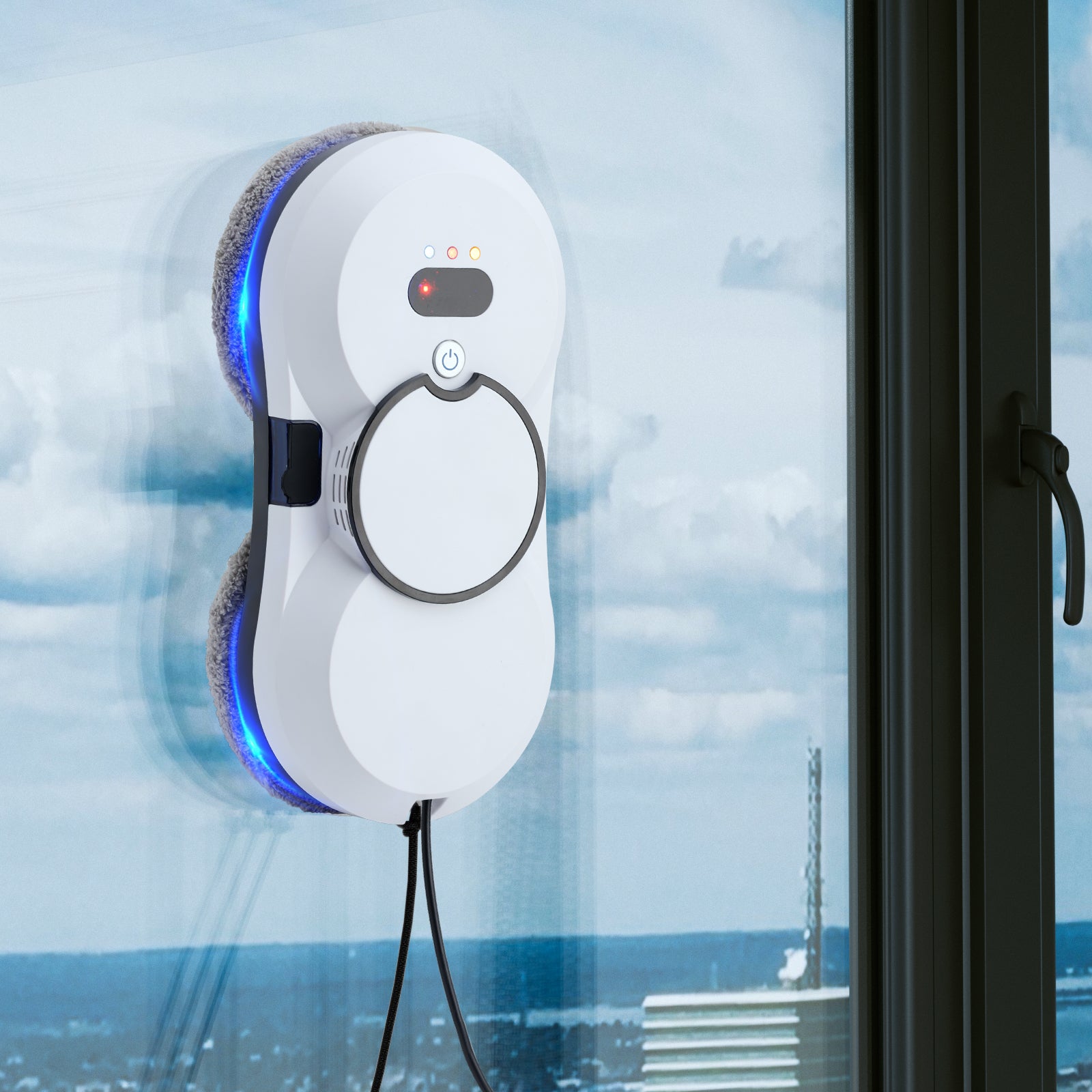 Robot lave-vitres automatique avec détection des bords, IA, jet d'eau unilatéral et puissance d'aspiration de 5600 Pa.