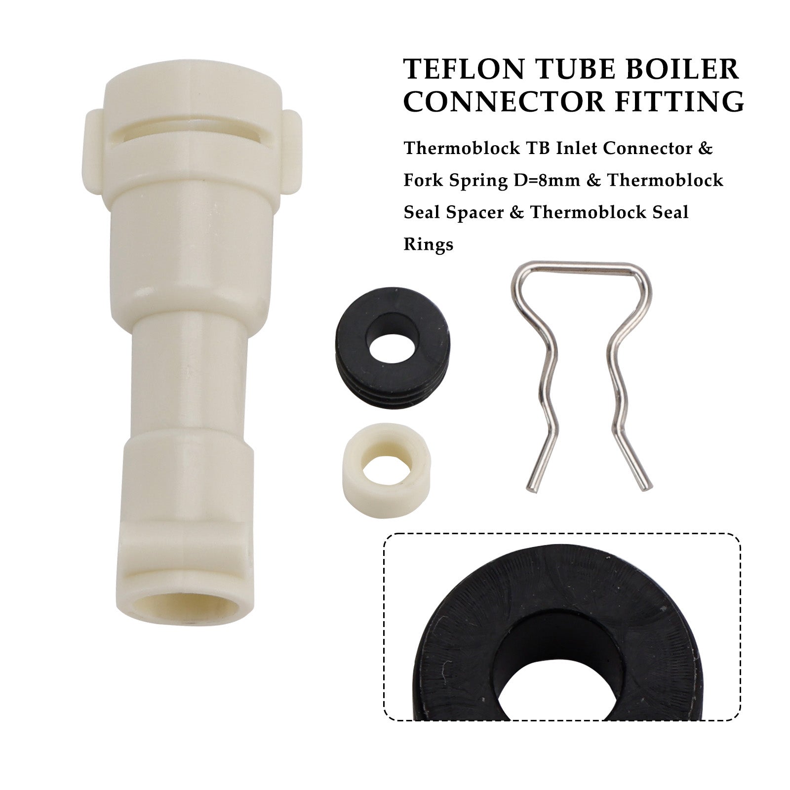 Kit ThermoBlock para elemento calentador de agua, que incluye conector de entrada, junta, espaciador y horquilla D8 mm, compatible con cafetera Philips 422224777123