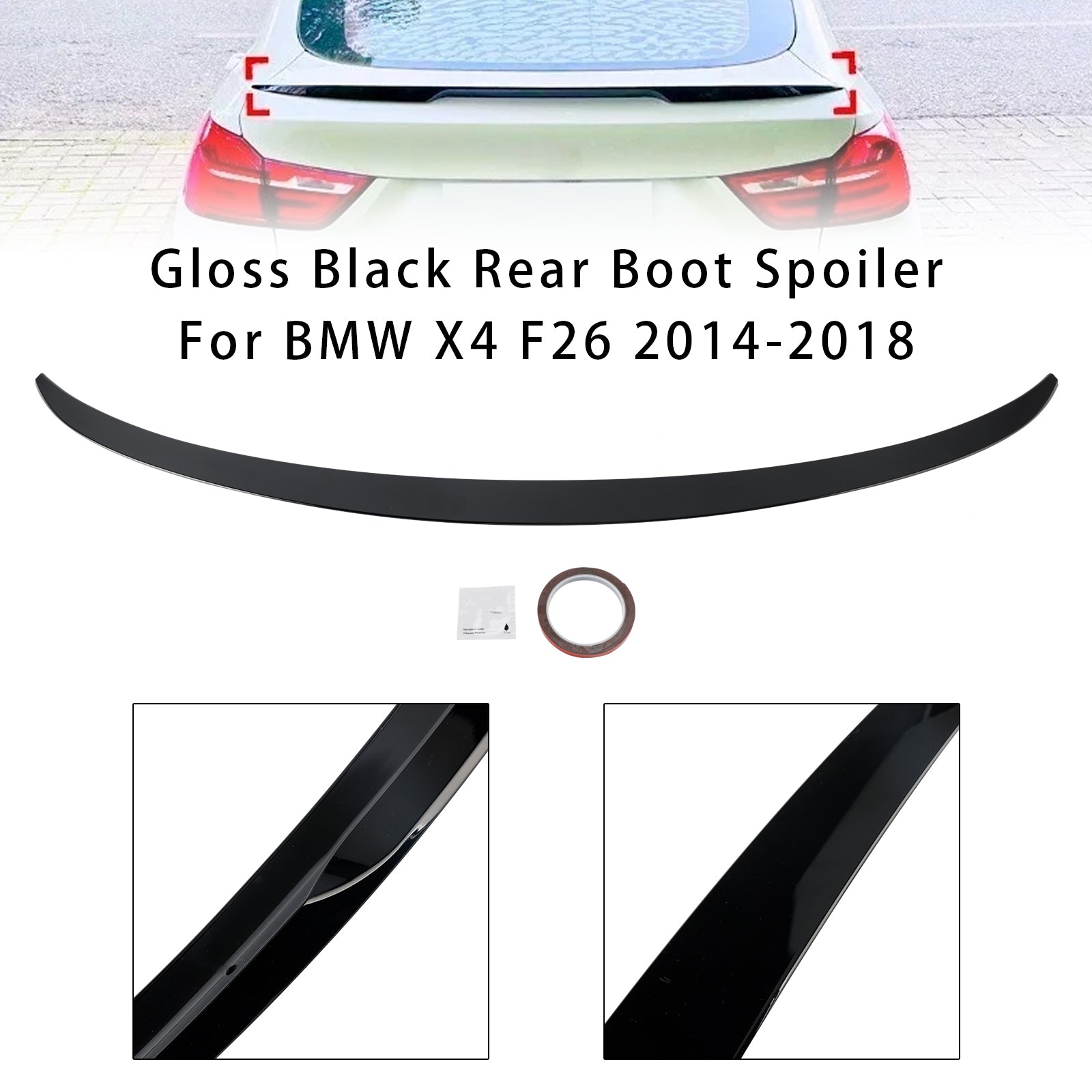 Spoiler posteriore nero lucido per bagagliaio BMW X4 F26 (2014-2018)