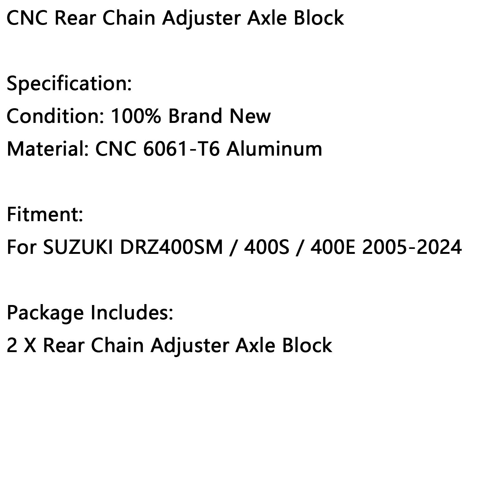 Blok&CNC os zadnjega napenjalnika verige za SUZUKI DRZ400SM 400S 400E 2005-2024