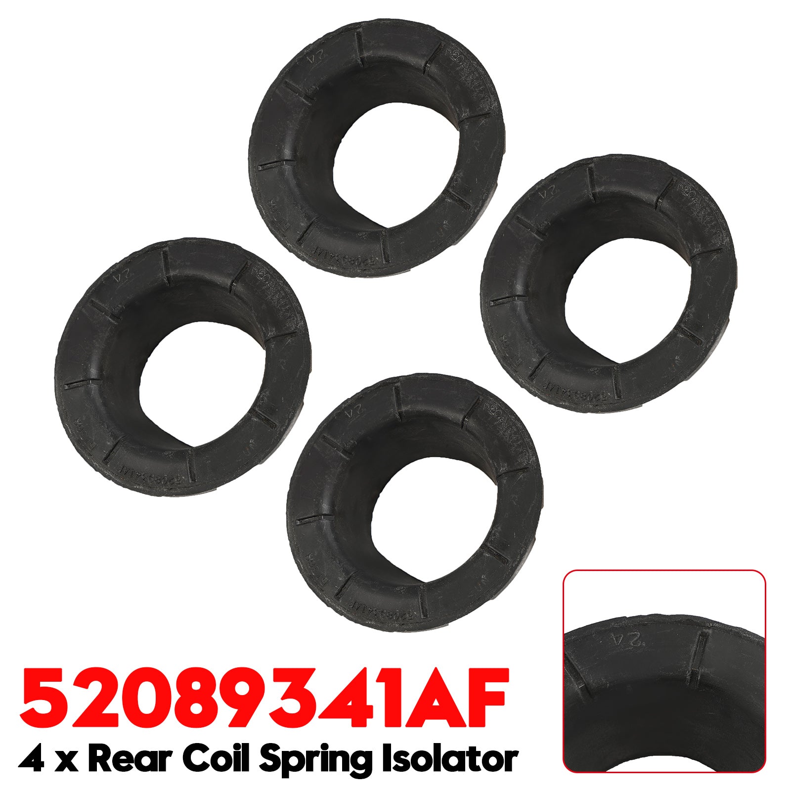 4 x veerisolator achter voor Jeep Grand Cherokee WK 2005-2010 (onderdeelnummer 52089341AF)