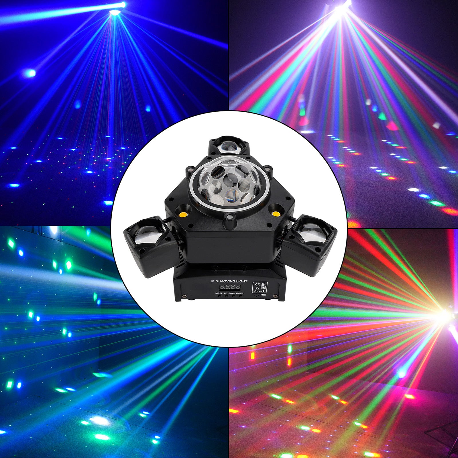 Projektor sceniczny LED z trzema ruchomymi głowicami i wiązką lasera do klubu nocnego