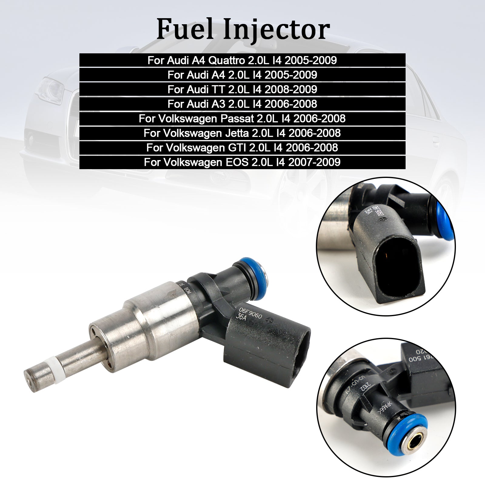 4 Pièce Injecteur de Carburant 06F906036A Compatible Audi A3 A4 A6 VW Golf Passat 2.0 TFSI