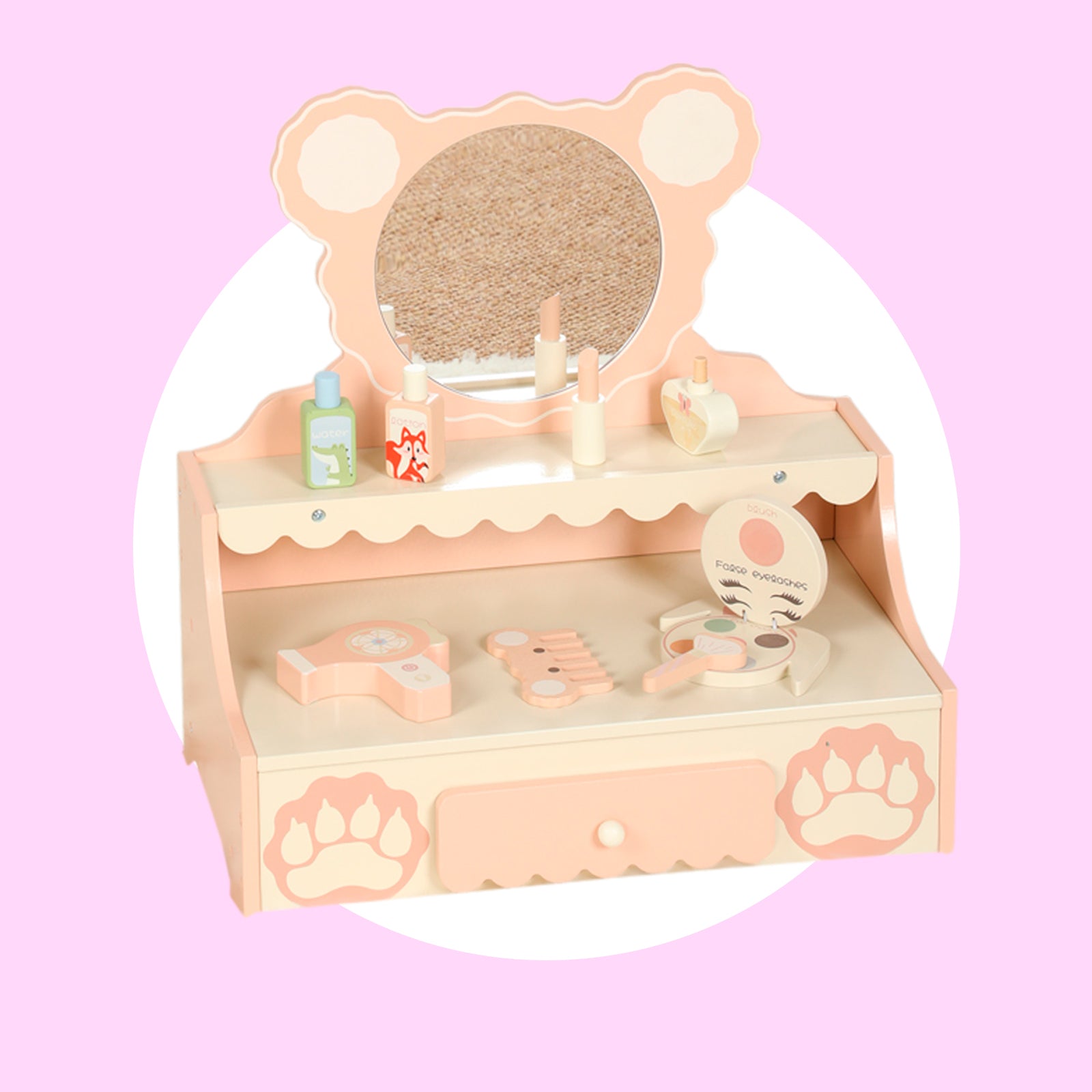 Kindermake-upset met spiegel en lades – kaptafel en make-upspeelgoed voor meisjes, perfect cadeau voor meisjes