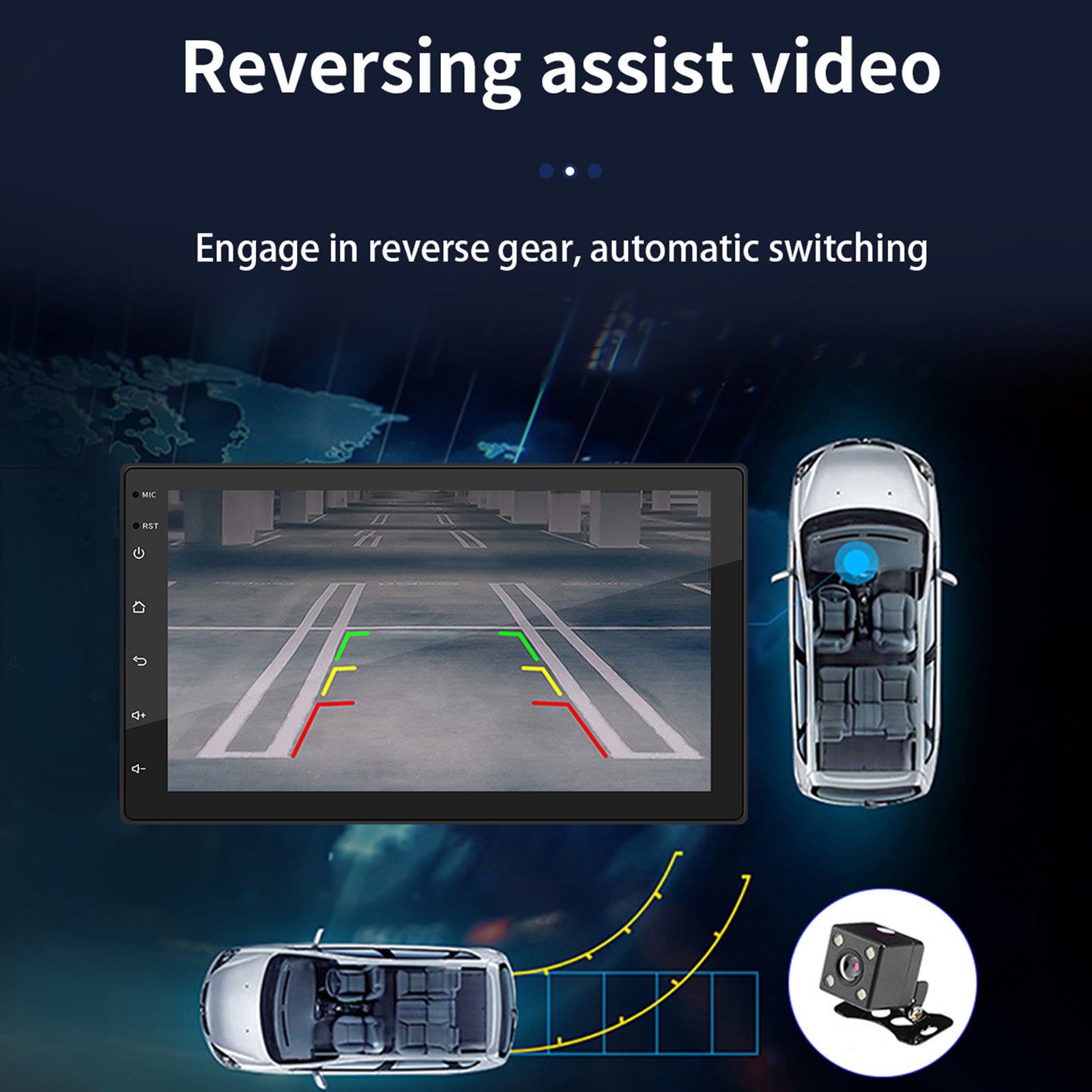 7 Android 10 GPS WiFi Bluetooth Autostereo MP5-soitin Carplay + 4 LED-kamera