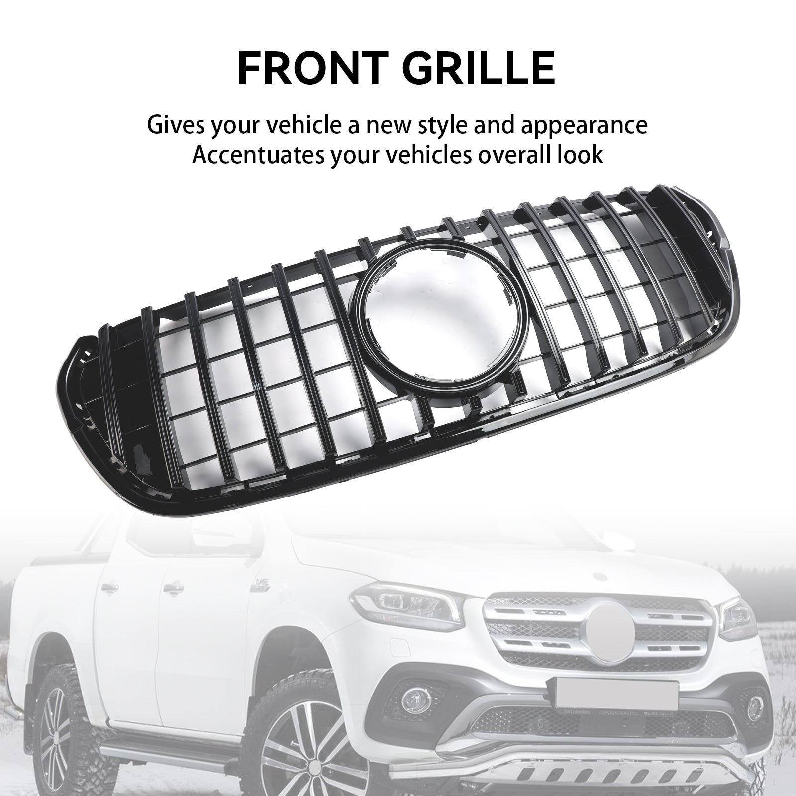 Grille de pare-chocs avant noire pour Mercedes Benz Classe X X470 2017-2019
