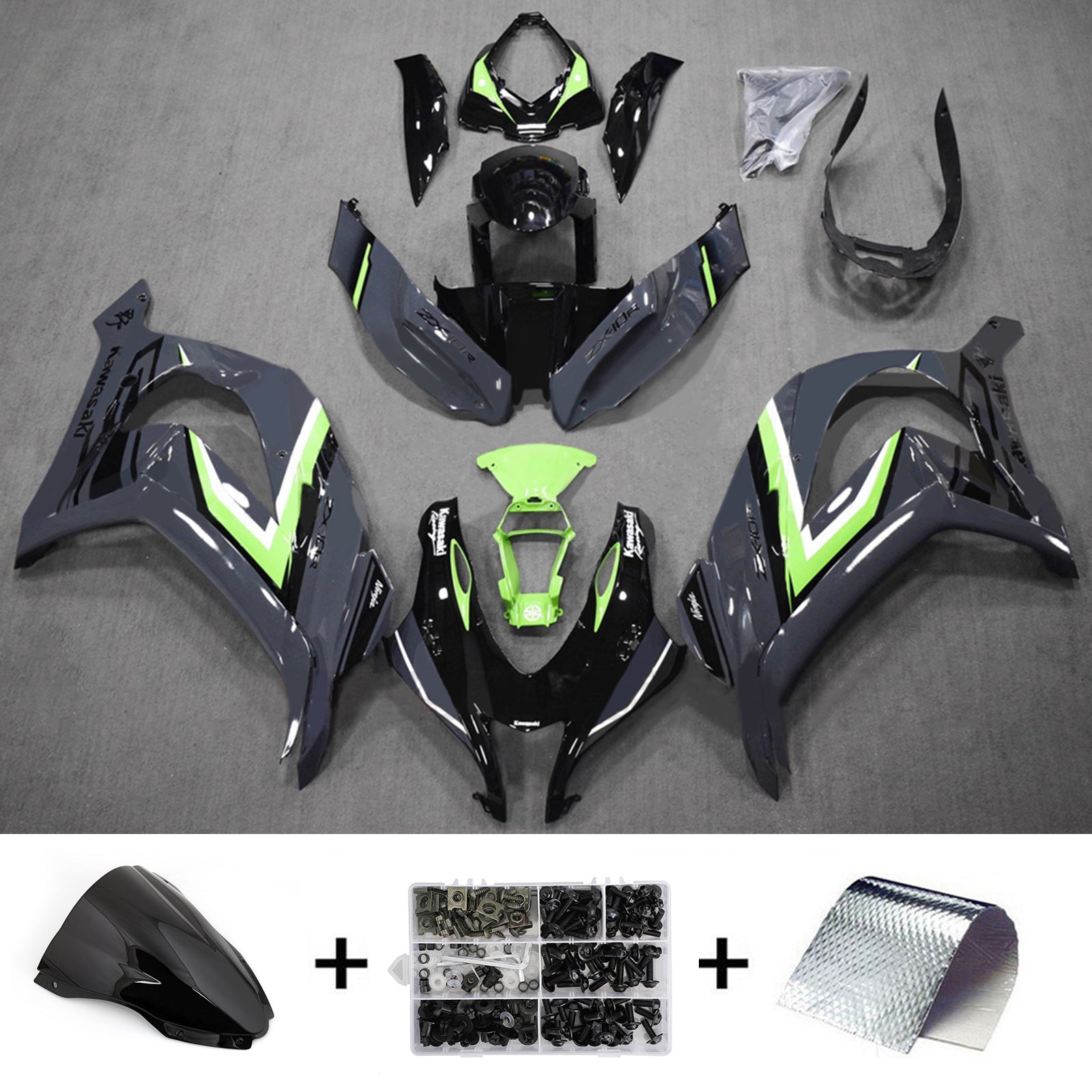 Kit de carénage injecté en plastique ABS compatible avec Kawasaki ZX10R 2016-2020