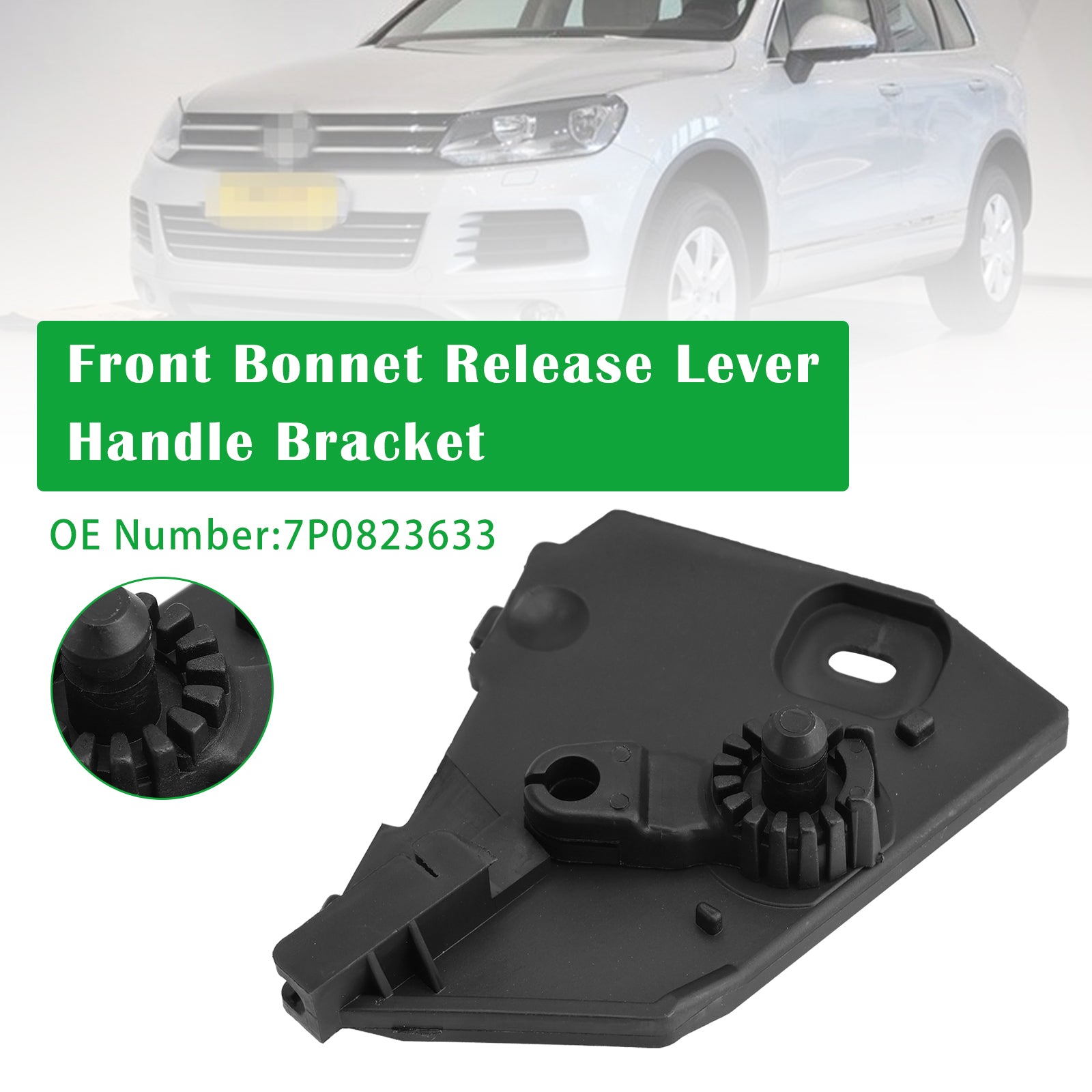 Support de poignée de déverrouillage de capot avant noir 7P0823633 pour VW Touareg 2011-2017