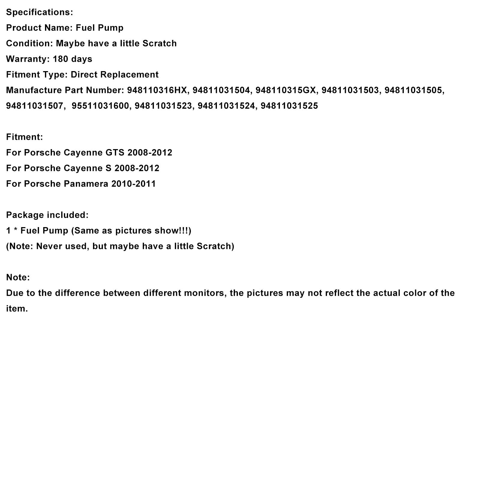 Visokotlačna črpalka za gorivo za Porsche Cayenne S (2008-2012) : reference 948110316HX, 94811031524 in 94811031505