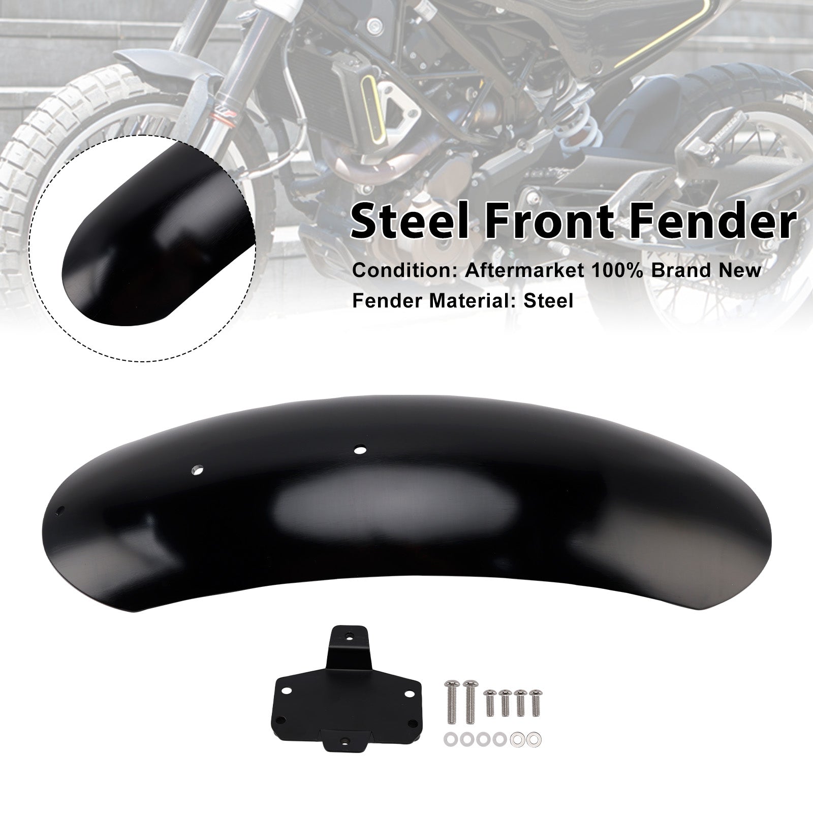 2019-2023 Husqvarna Vitpilen 125 250 401 Garde-boue avant en acier Svartpilen