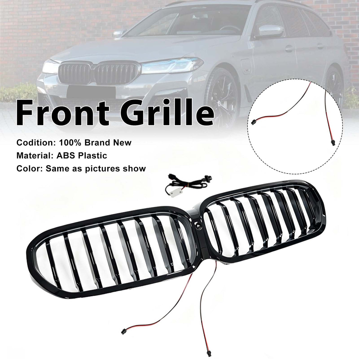 Front Kidney Grill Grille Pour BMW 5 Series G30 G38 2021-2024 W/LED