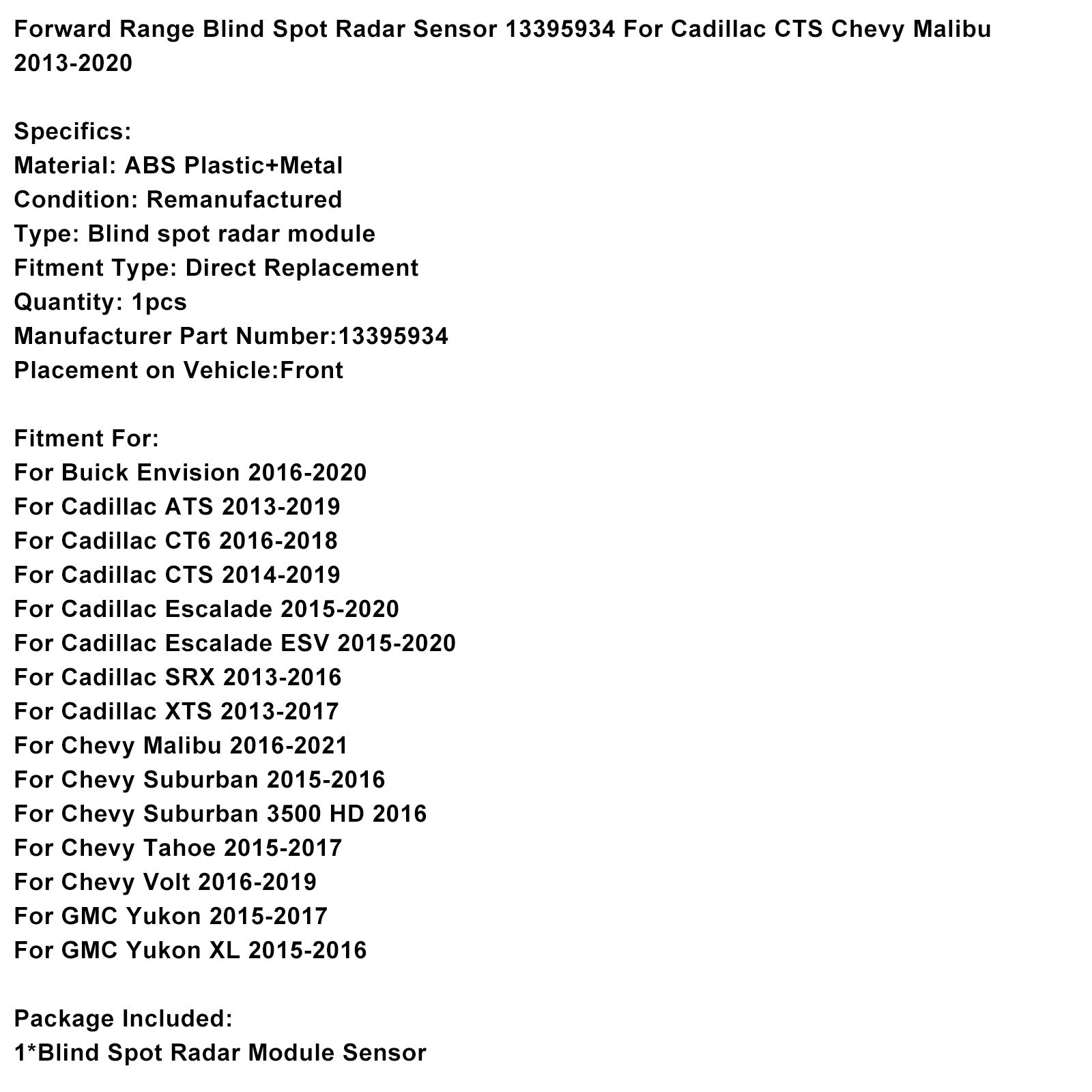 Radarsensor d'voorste dode hoek 13395934 voor GMC Yukon 2015-2017