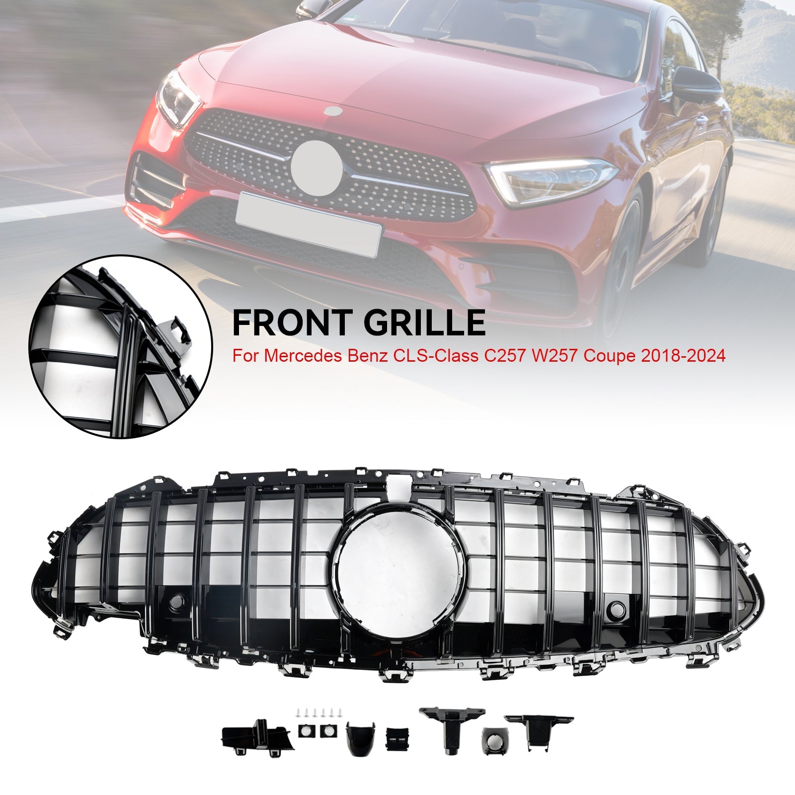 Grille de pare-chocs avant noire Mercedes CLS C257 W257 Coupé 2018-2024
