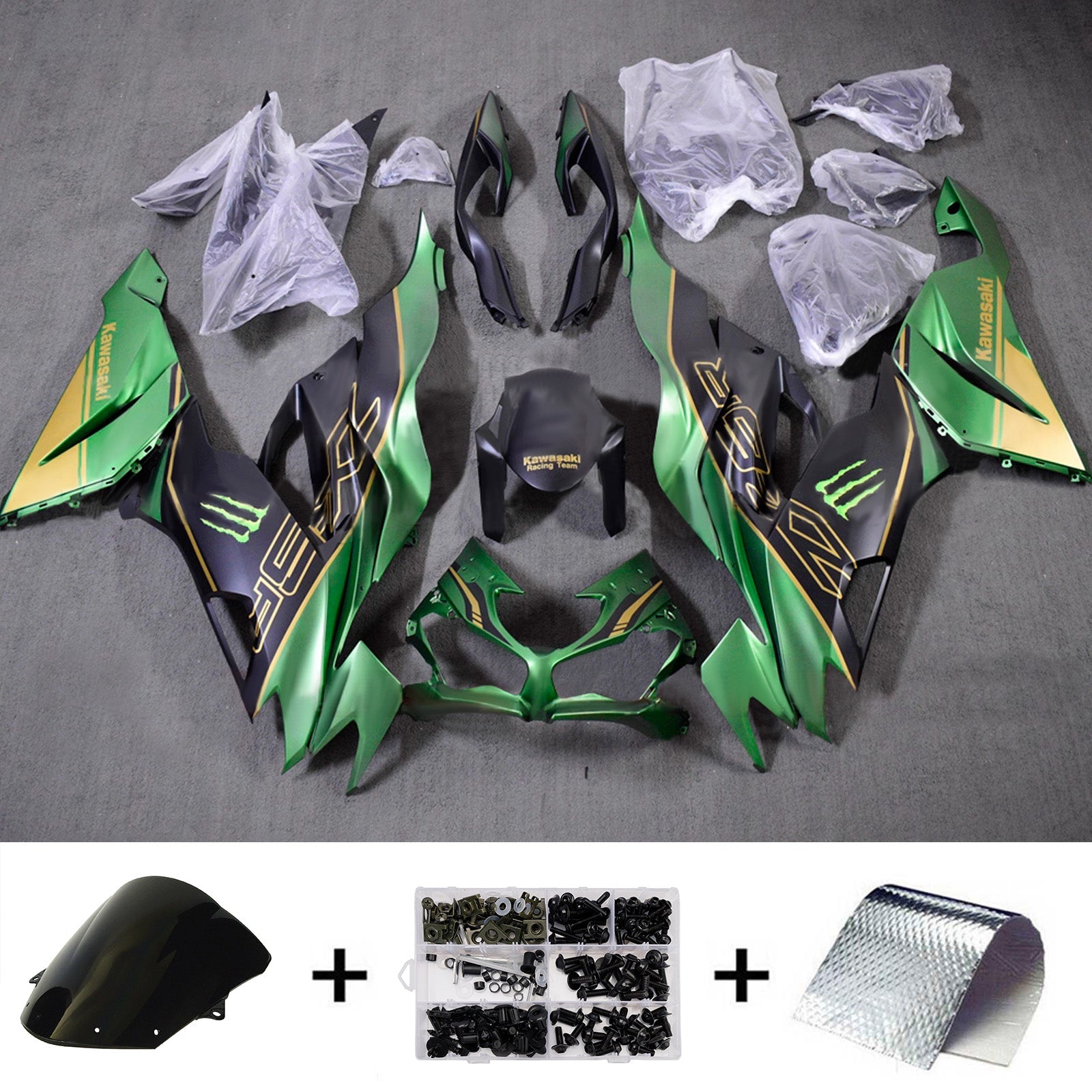 ABS-muovinen ruiskutettu suojasarja, yhteensopiva Kawasaki ZX6R 2019-2023 kanssa
