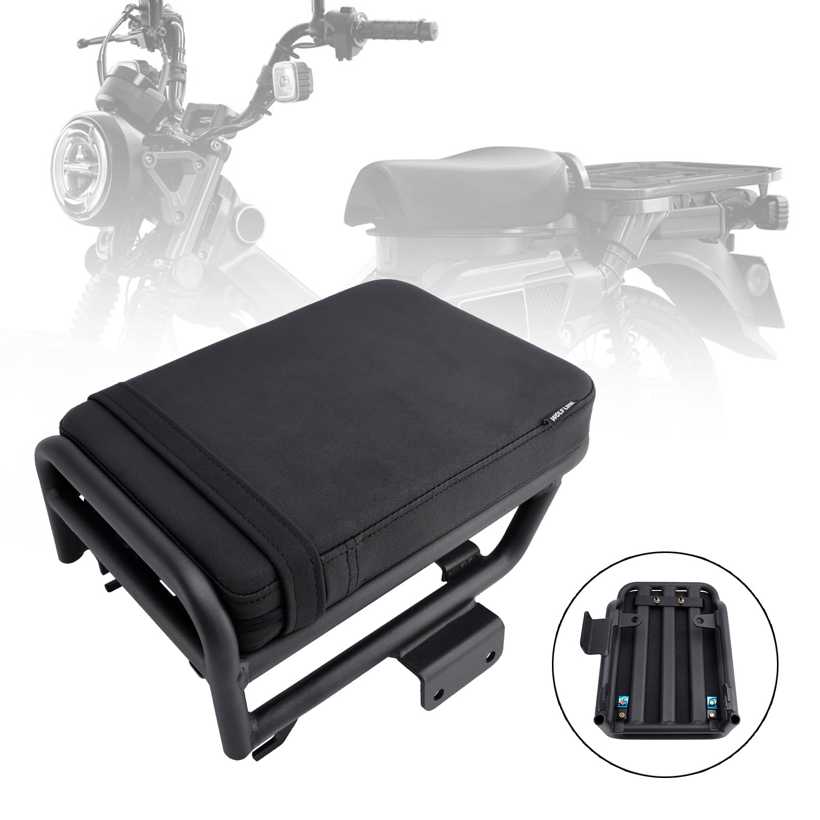Pasajero pasajero cojín de pasajero poliuretano negro para Honda CT125 Huntercub 125 2020-2023