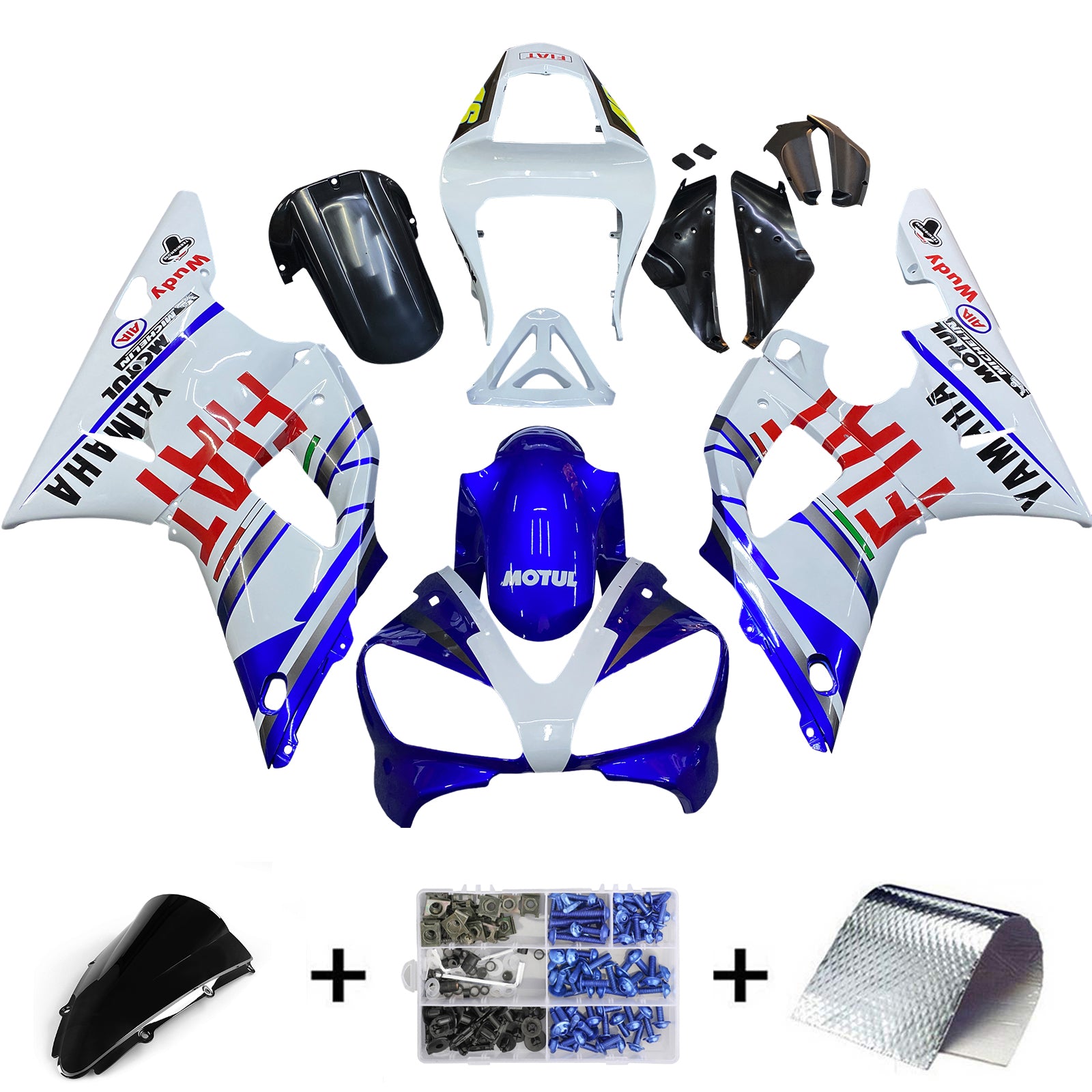 Kit carena in plastica per iniezione ABS adatta per Yamaha YZF R1 2000-2001 Blu