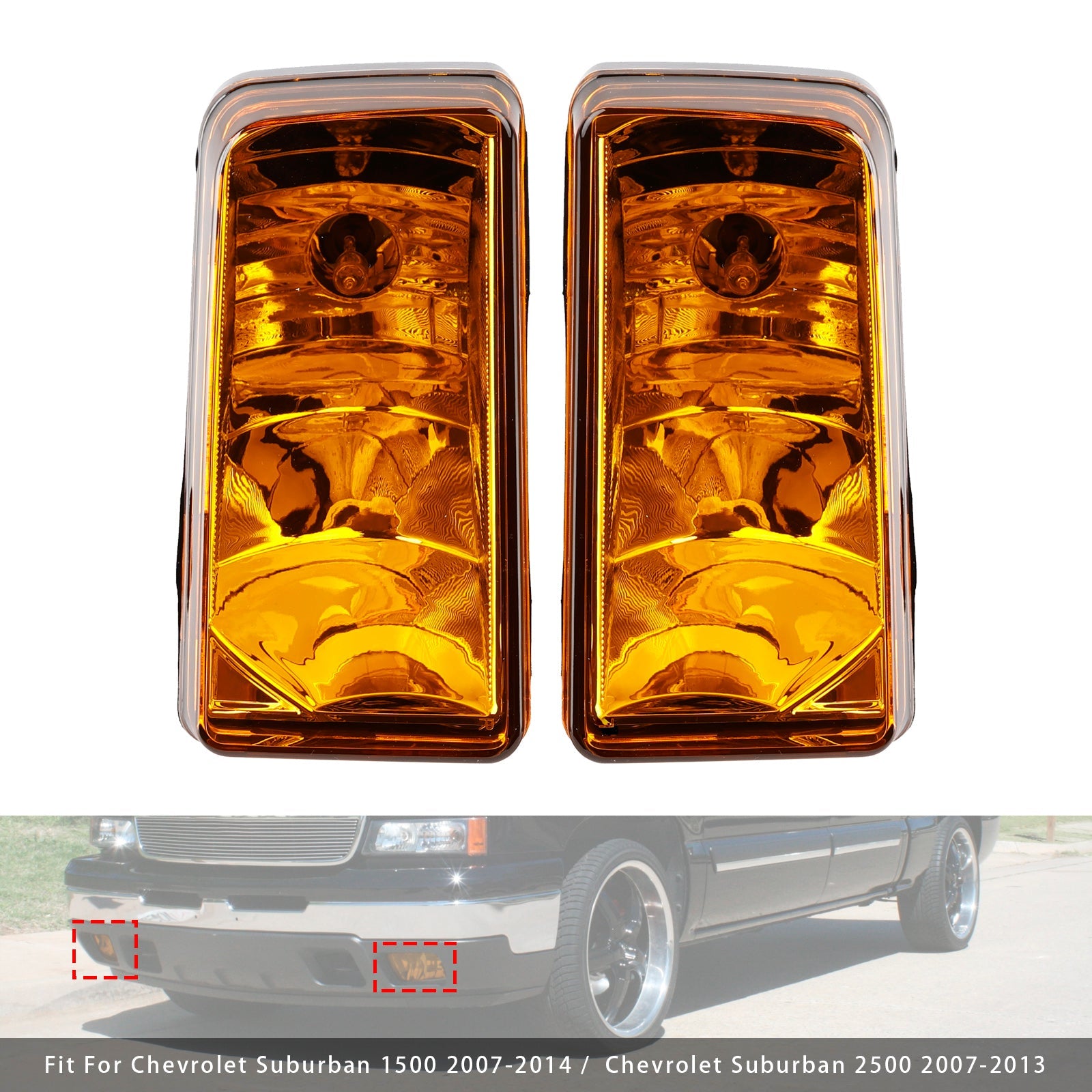 Par meglenkov z žarnicami za Chevy Tahoe Sierra 2007-2015, rumeni leča