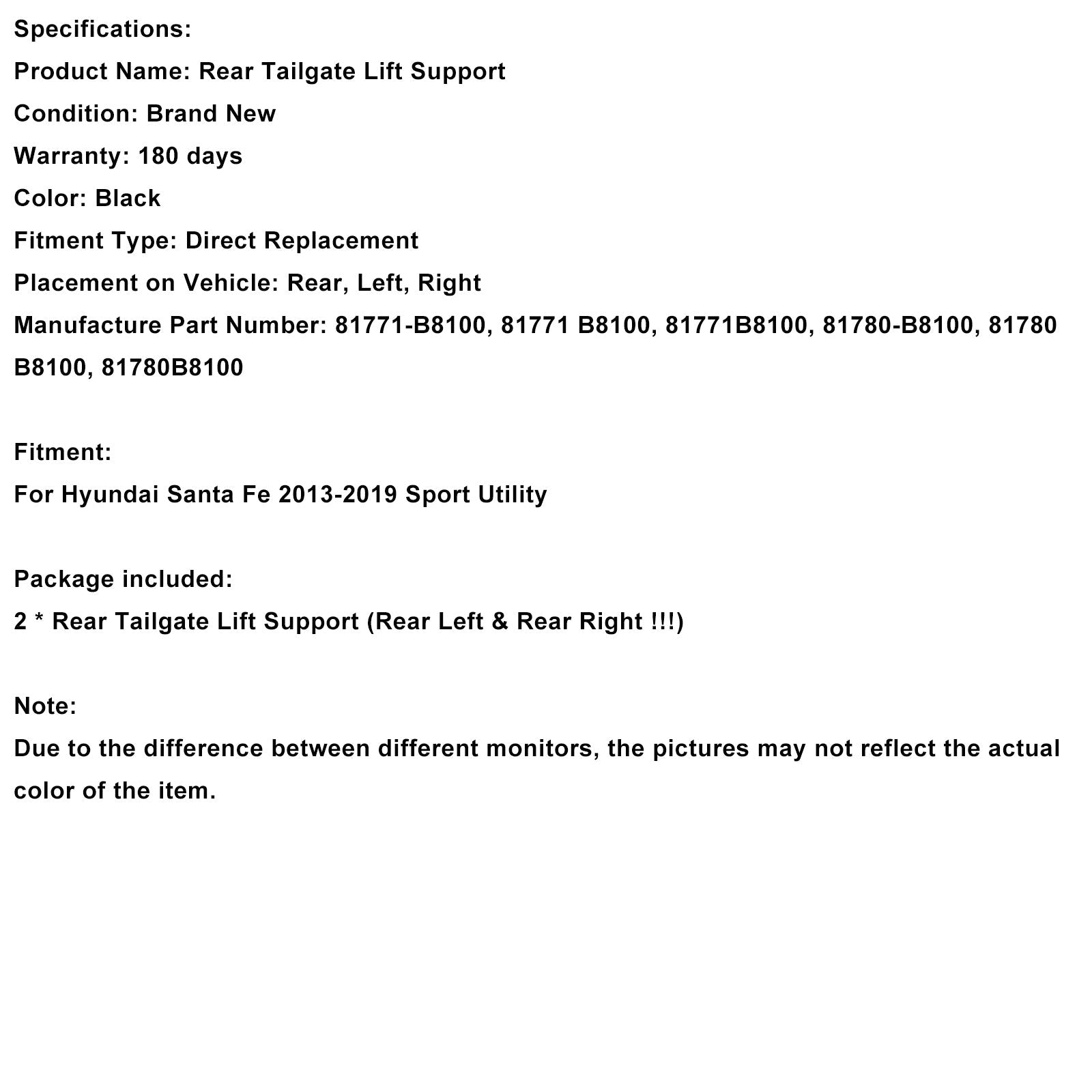 Elektryczny wspornik tylnej klapy bagażnika (2 sztuki) do Hyundai Santa Fe Sport Utility (2013-2019)