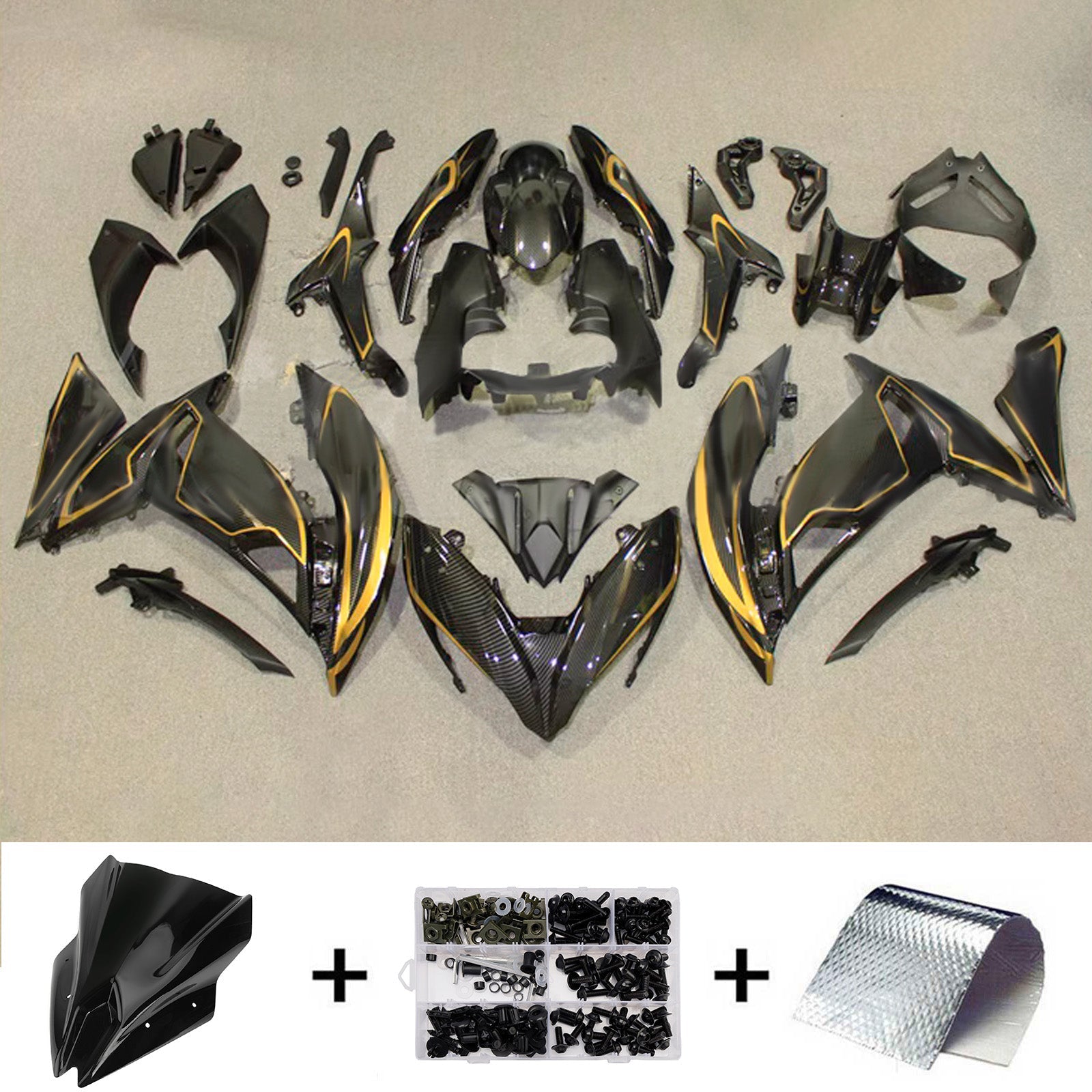 Kit de carénage injecté en plastique ABS compatible avec Kawasaki ER-6F Ninja650R 2017-2019