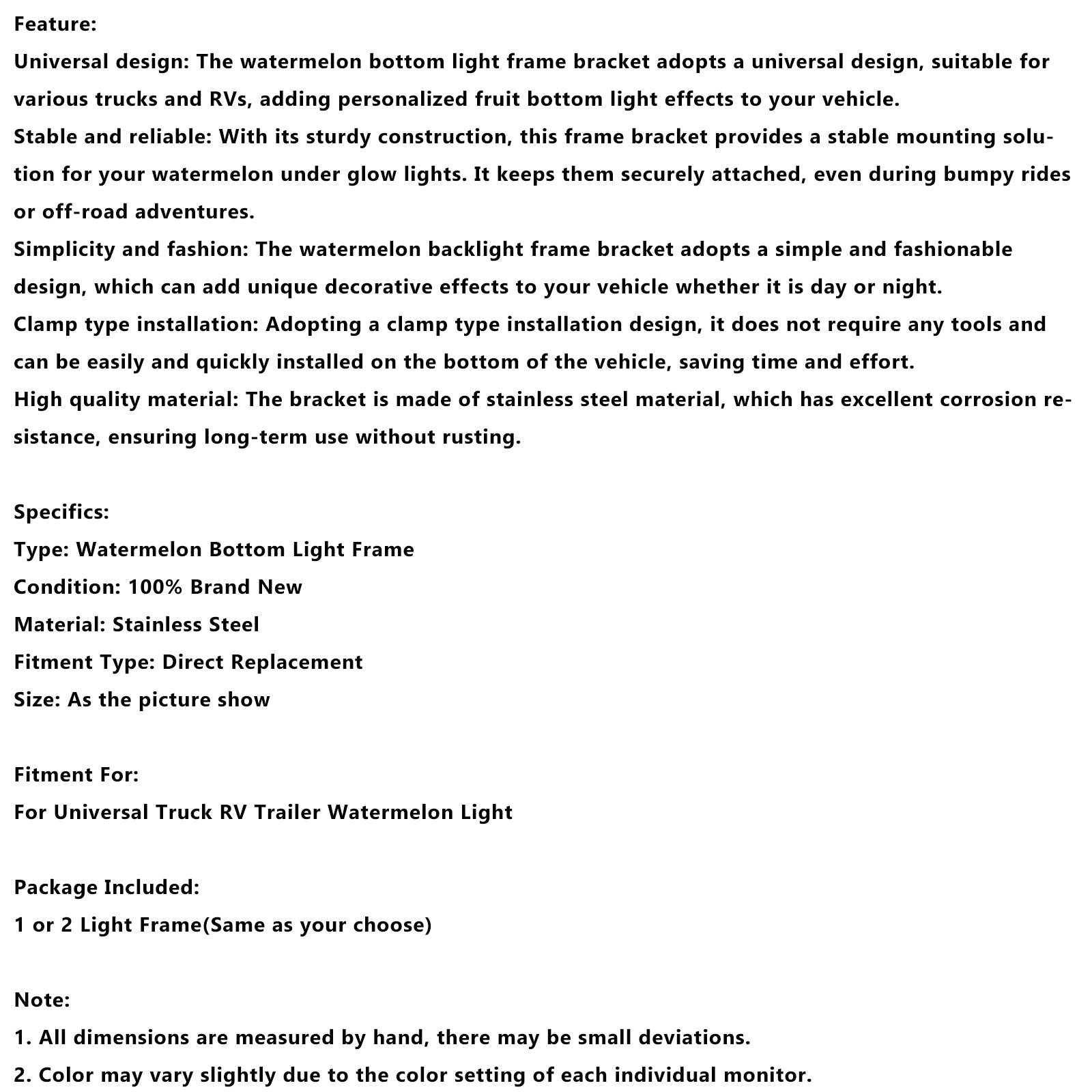 Universele ondersteuning voor verlichting Luminous frame voor camper -trailer, ondersteuning van universele pincet