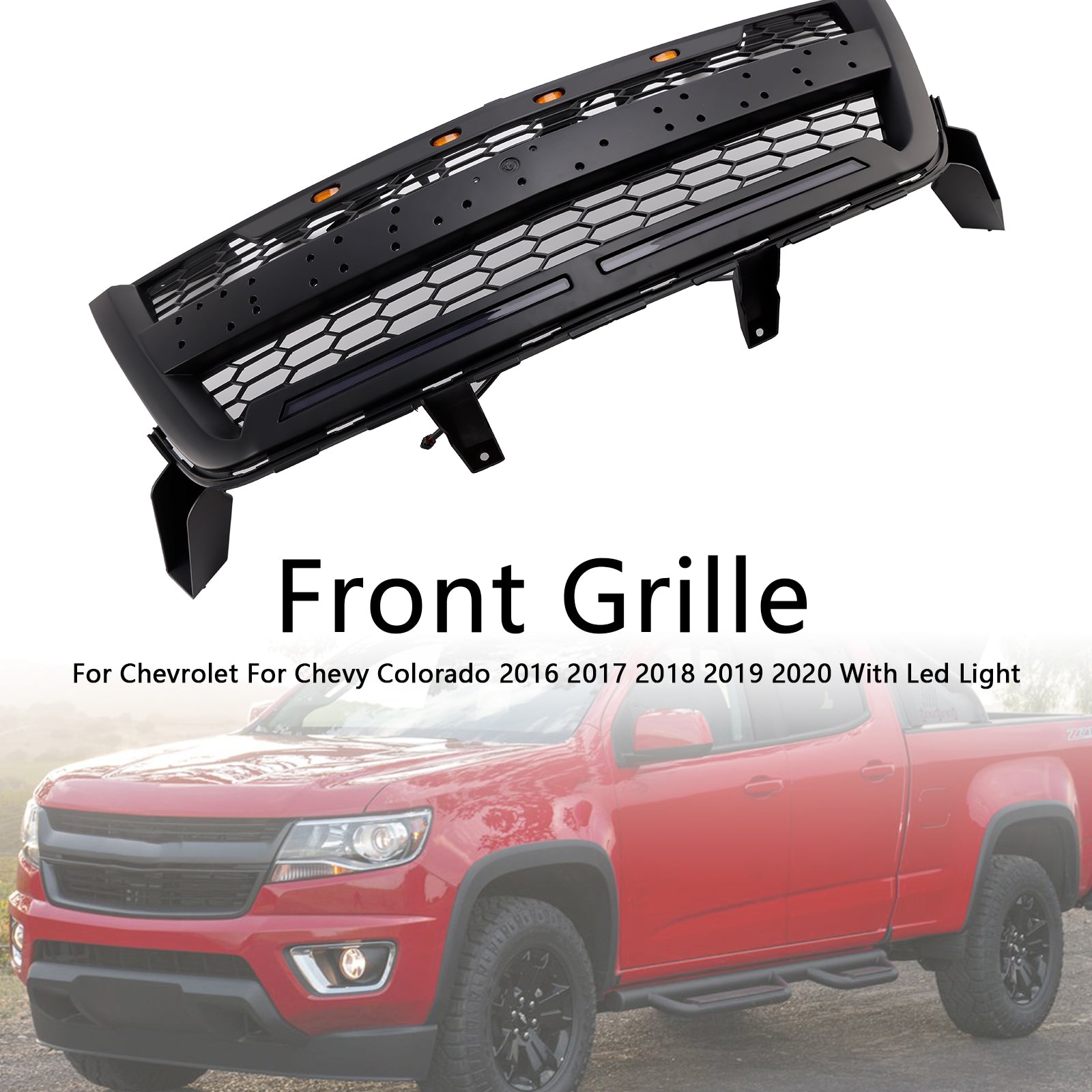 Mat Black Front Bumper Grid voor Chevy Colorado 2016-2020 met LED