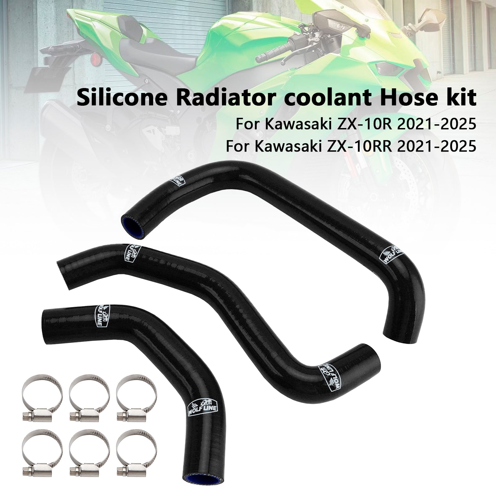 Durite de refroidissement en silicone pour radiateur Kawasaki ZX10R ZX-10RR (2021-2025)
