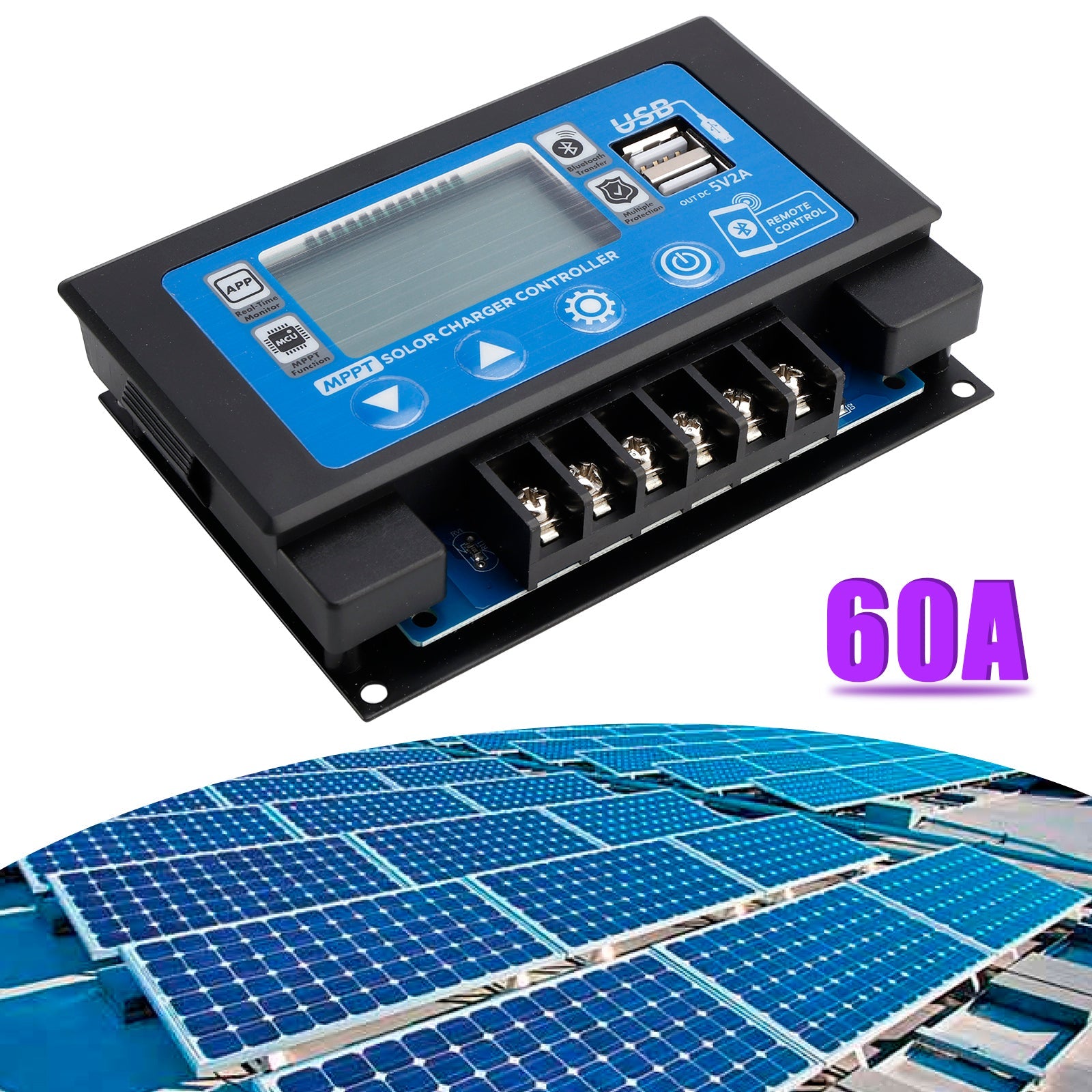 Contrôleur solaire MPPT dédié à stockage d'énergie intégré 30/60 A, Bluetooth