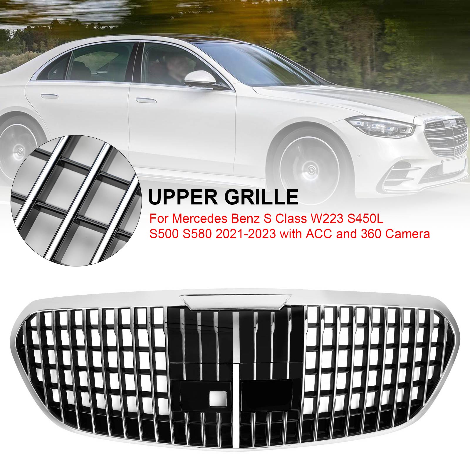 Griglia anteriore in stile Maybach per Mercedes Benz Classe S W223 S450L S500 S580 2021+