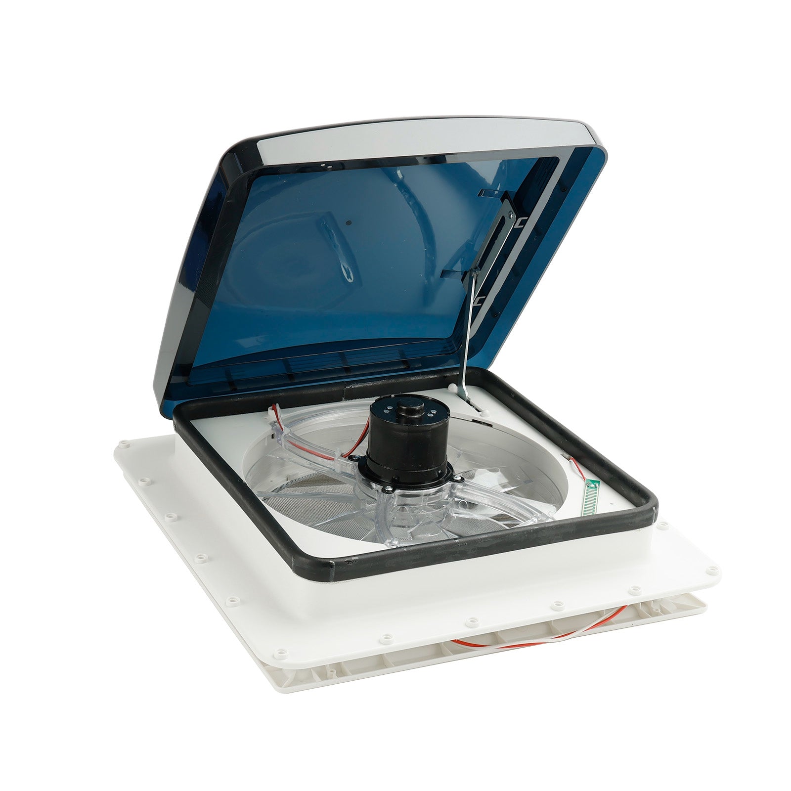 Ventilatore da tetto per roulotte da 15,75 pollici con plafoniera da 12 V, telecomando e 10 velocità