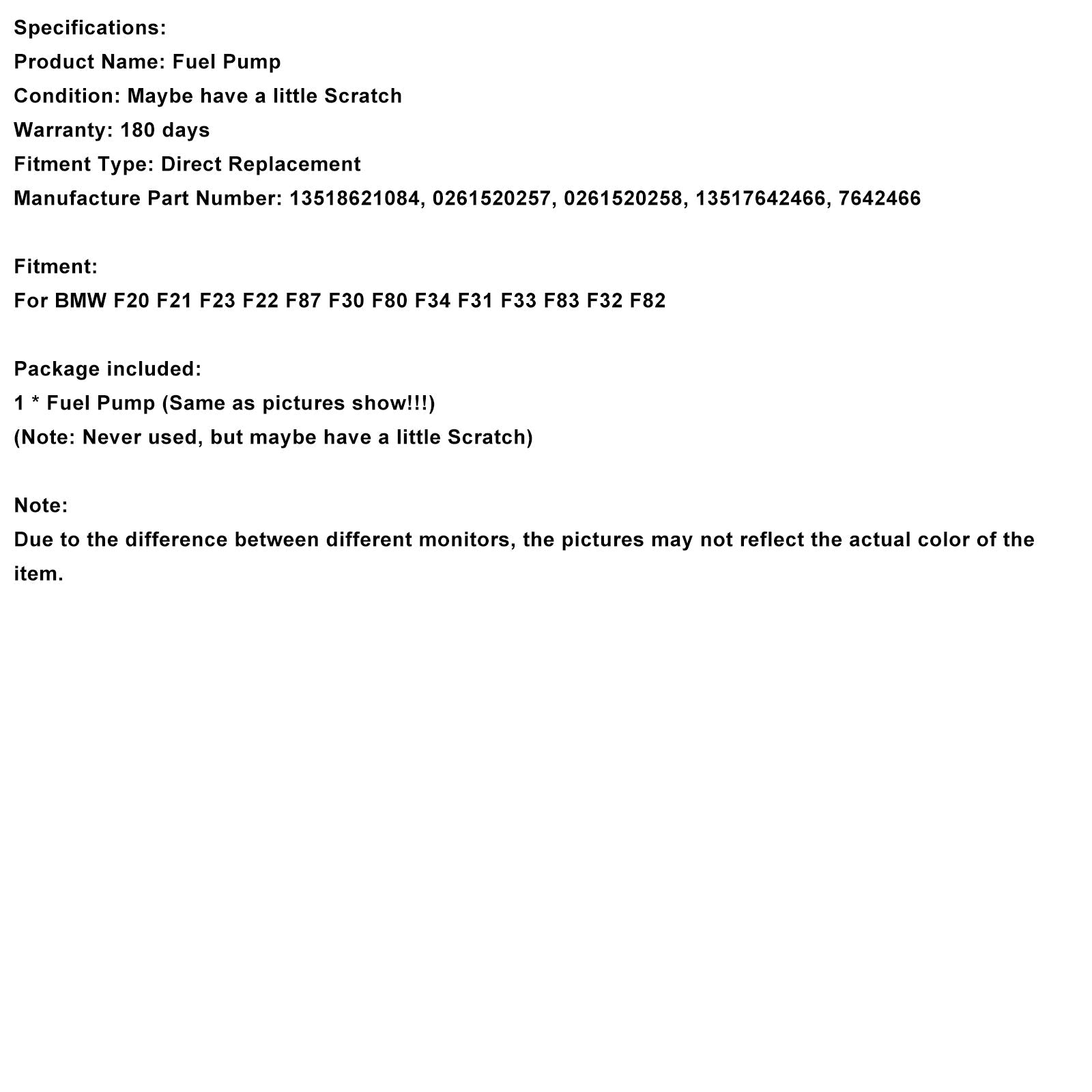 Pompe à carburant haute pression BMW B38 B58 B46 F20 F22 F30 F31 F32 G30 13517642466