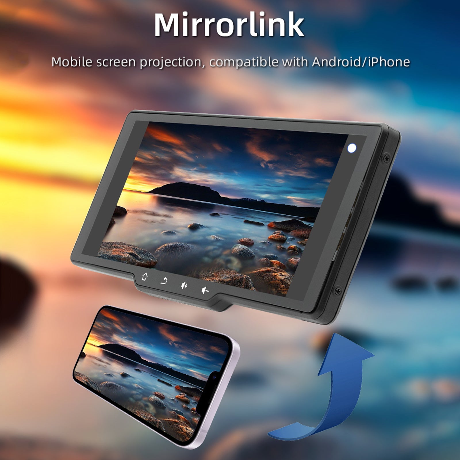 Draagbare draadloze Carplay Bluetooth MP5-speler met 10,26 inch scherm + 4 LED-camera's