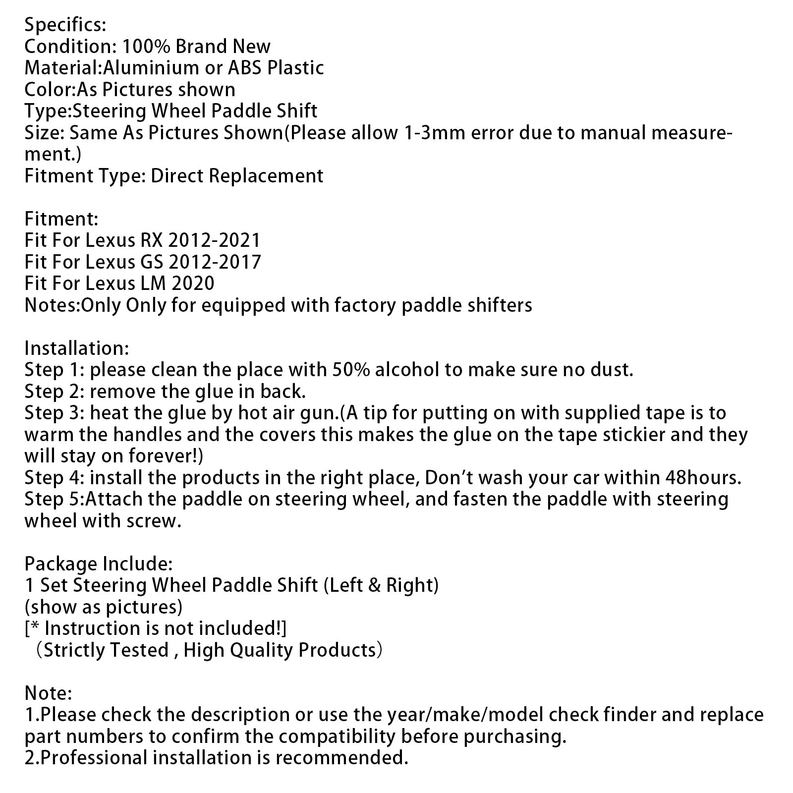 Extension de palettes de changement de vitesse au volant pour Lexus RX GX