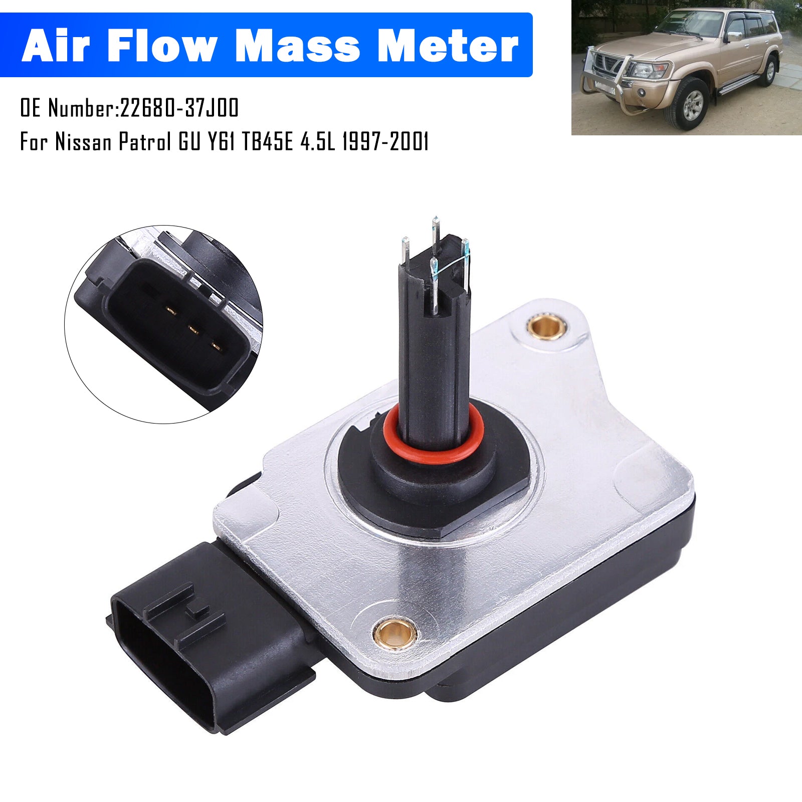 Débitmètre massique d'air pour Nissan Patrol GU Y61 TB45E 4.5L (1997-2001) - Référence : 22680-37J00